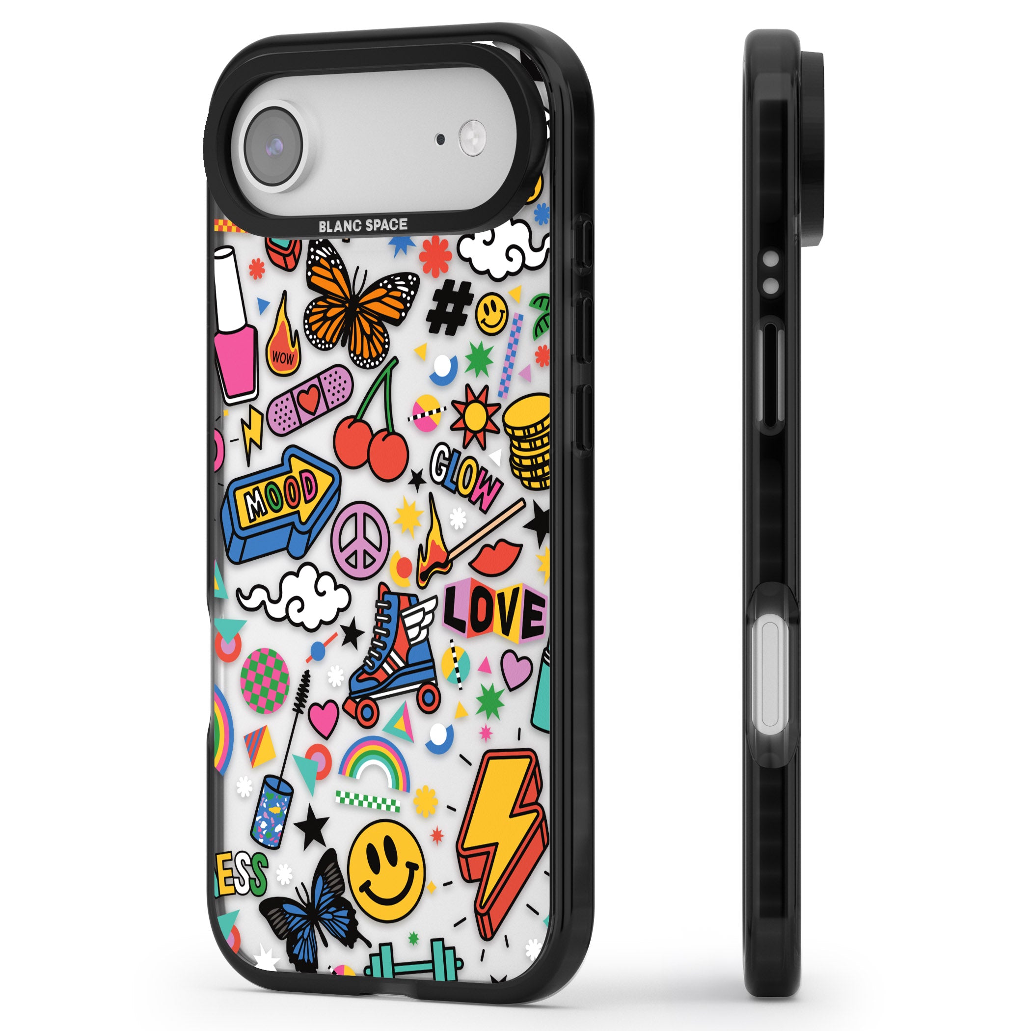 Electric Love iPhone 17 Air Impact Black Phone Case Side Profile