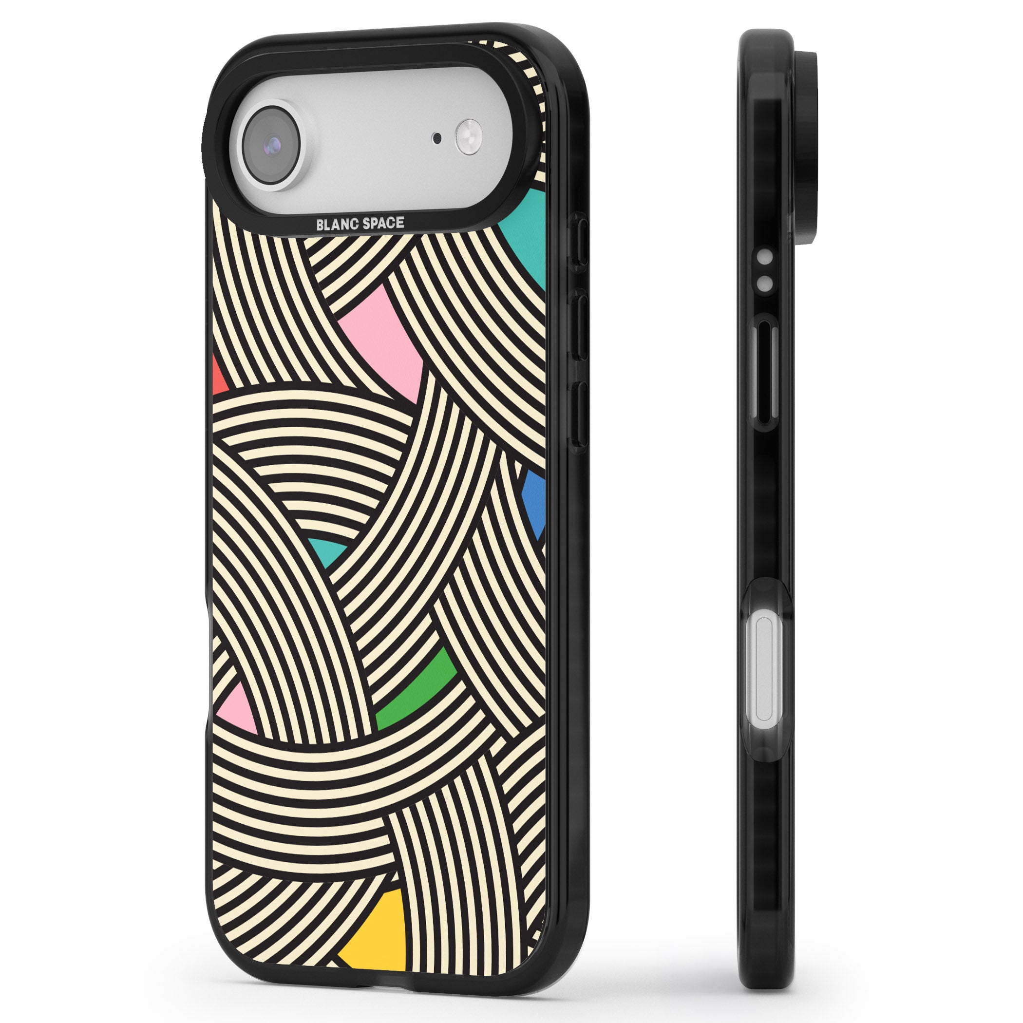 Multicolour Optic Waves iPhone 17 Air Impact Black Phone Case Side Profile