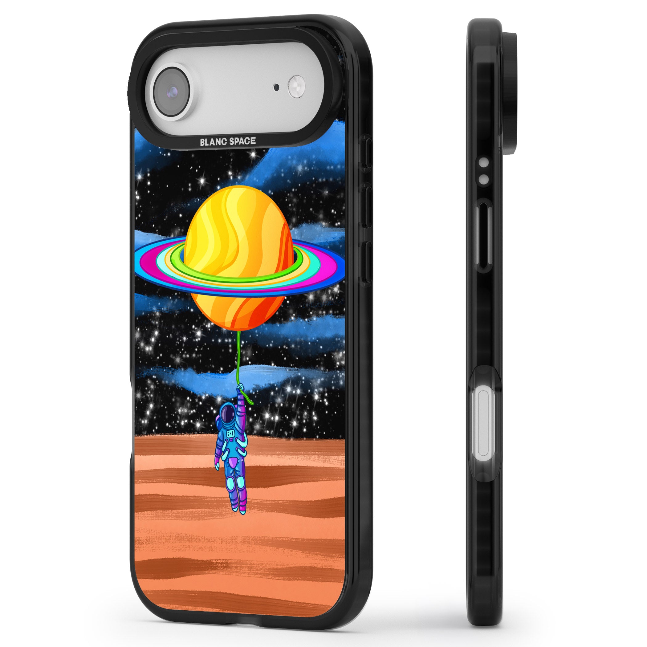 World On Helium iPhone 17 Air Impact Black Phone Case Side Profile