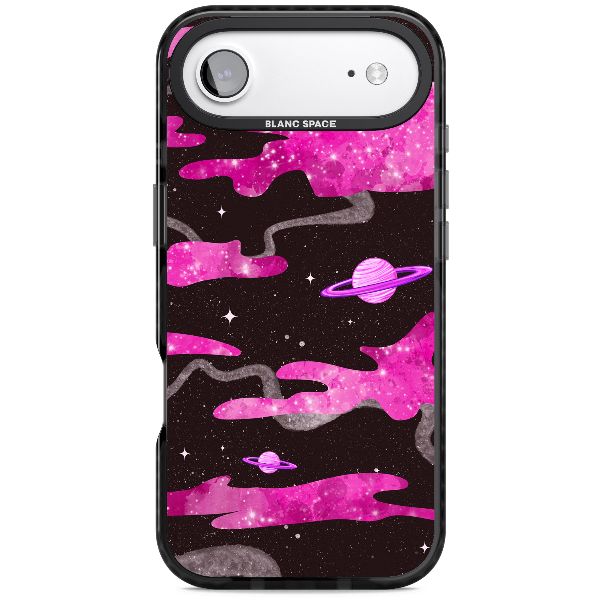 Pink Galaxy iPhone 17 Air Impact Black Phone Case