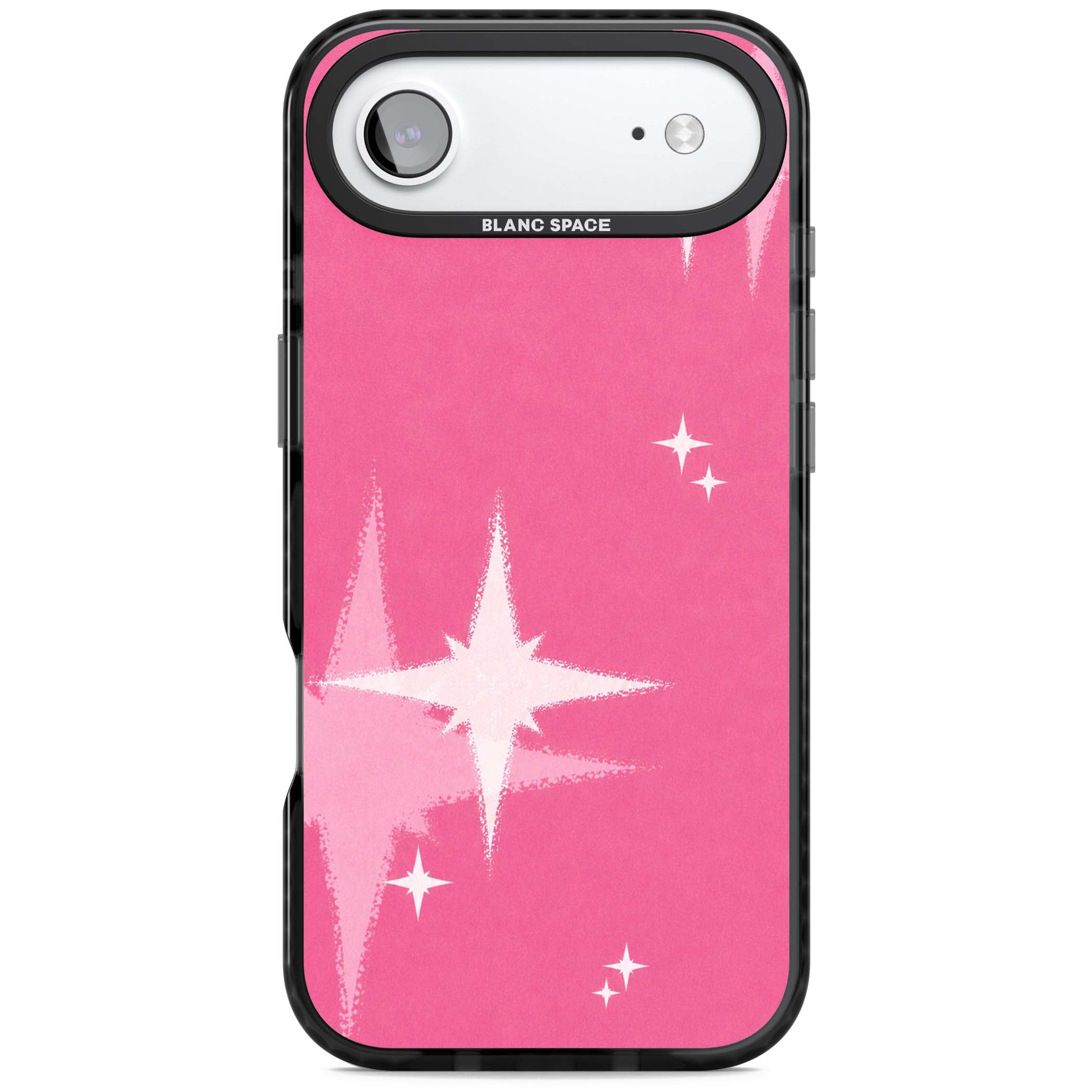 Pink Sparkle Y2K iPhone case featuring hot pink background with shimmering white starburst pattern | Clear Impact case for iPhone Air