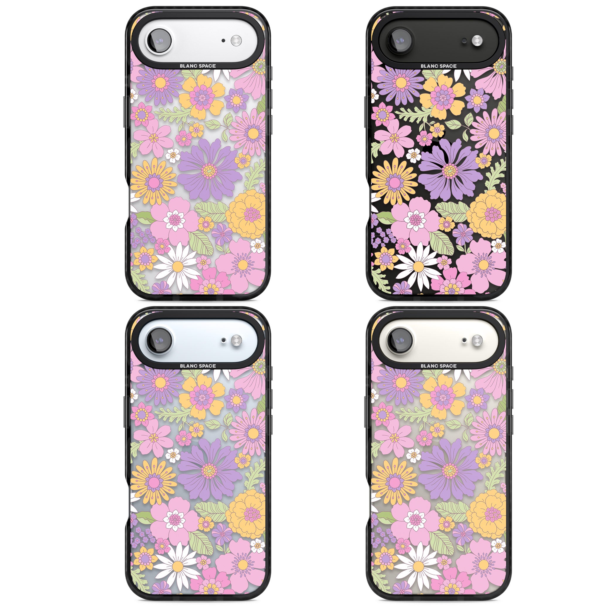 Soft Flower Mix iPhone 17 Air Impact Black Phone Case APT Impact Protection