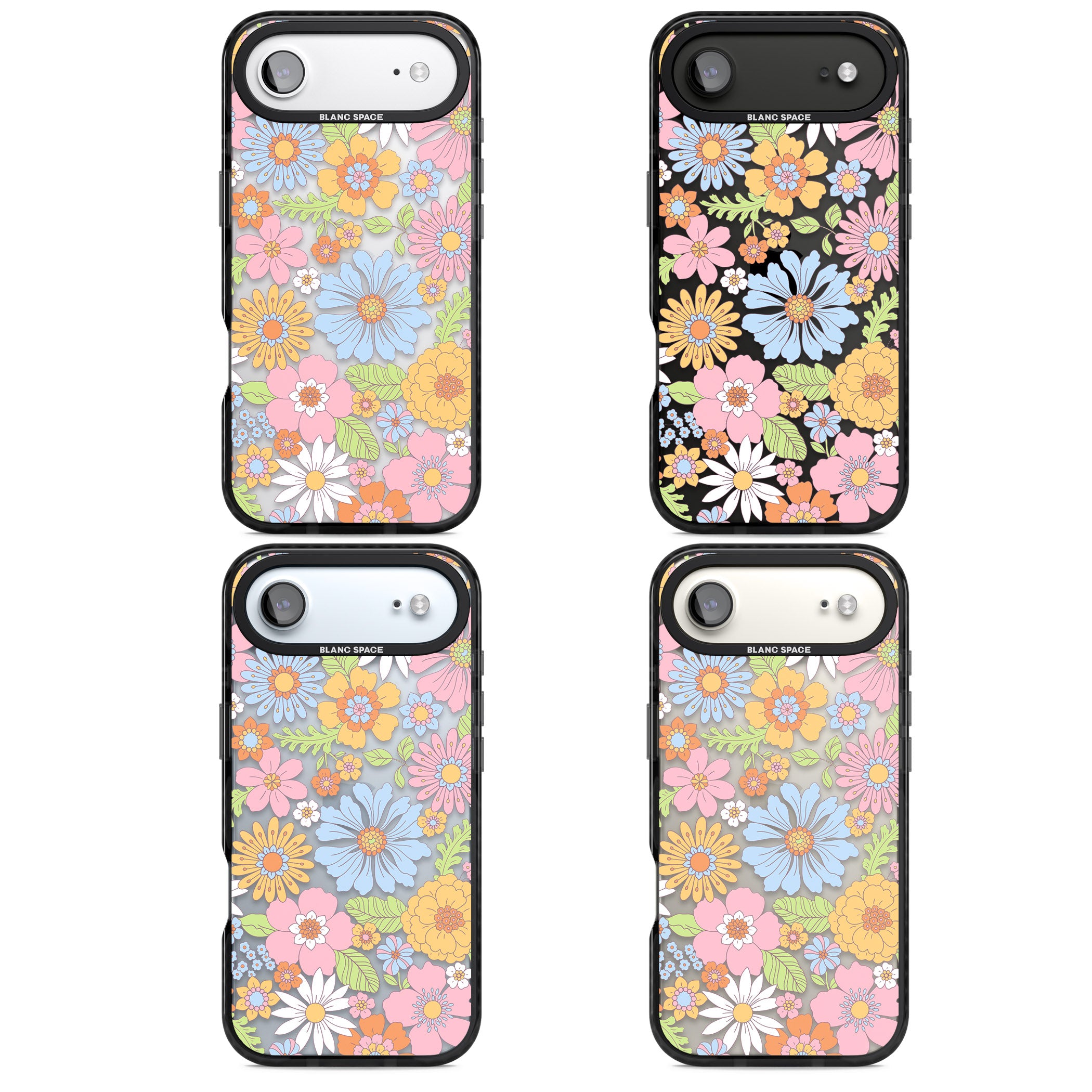 Pastel Flower Pattern iPhone 17 Air Impact Black Phone Case APT Impact Protection