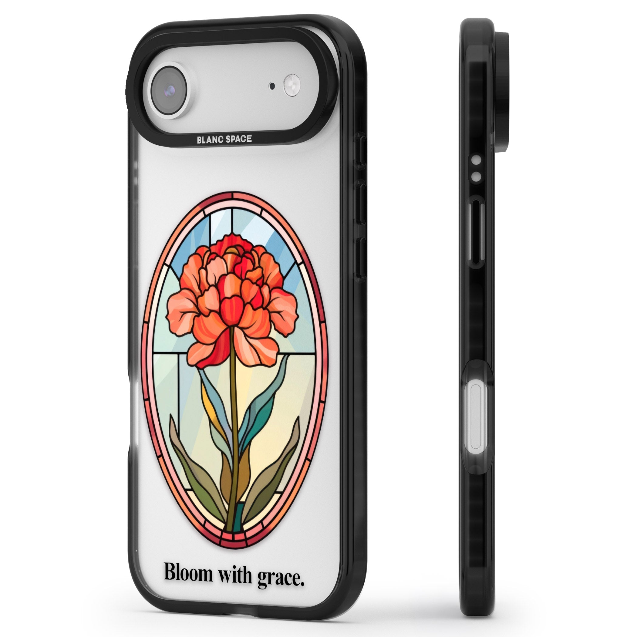 Bloom With Grace iPhone 17 Air Impact Black Phone Case Side Profile