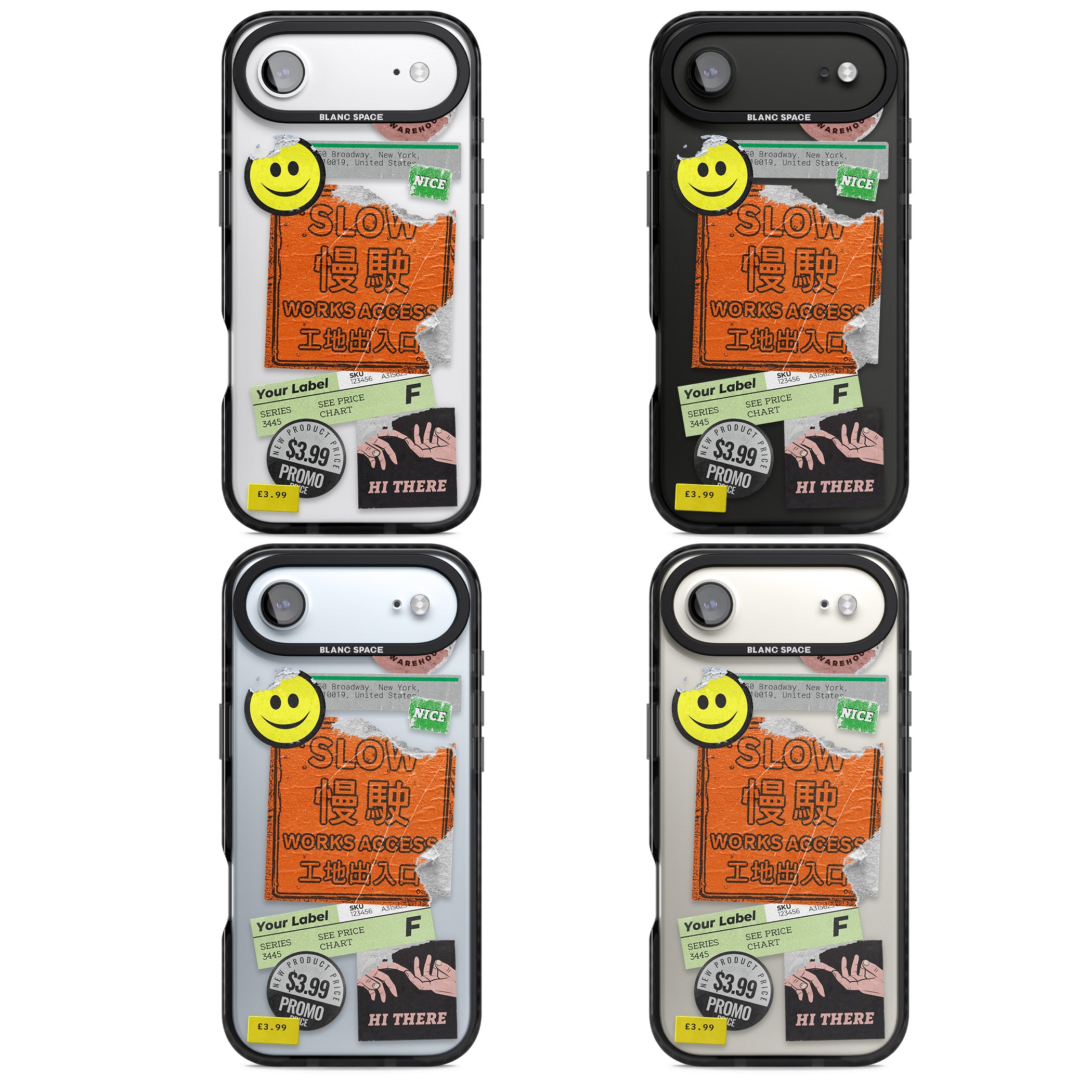 Kanji Signs Sticker Mix iPhone 17 Air Impact Black Phone Case APT Impact Protection