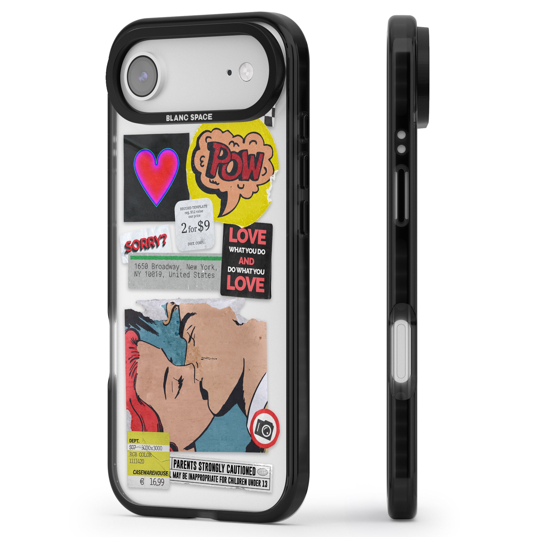 Retro Sticker Mix iPhone 17 Air Impact Black Phone Case Side Profile