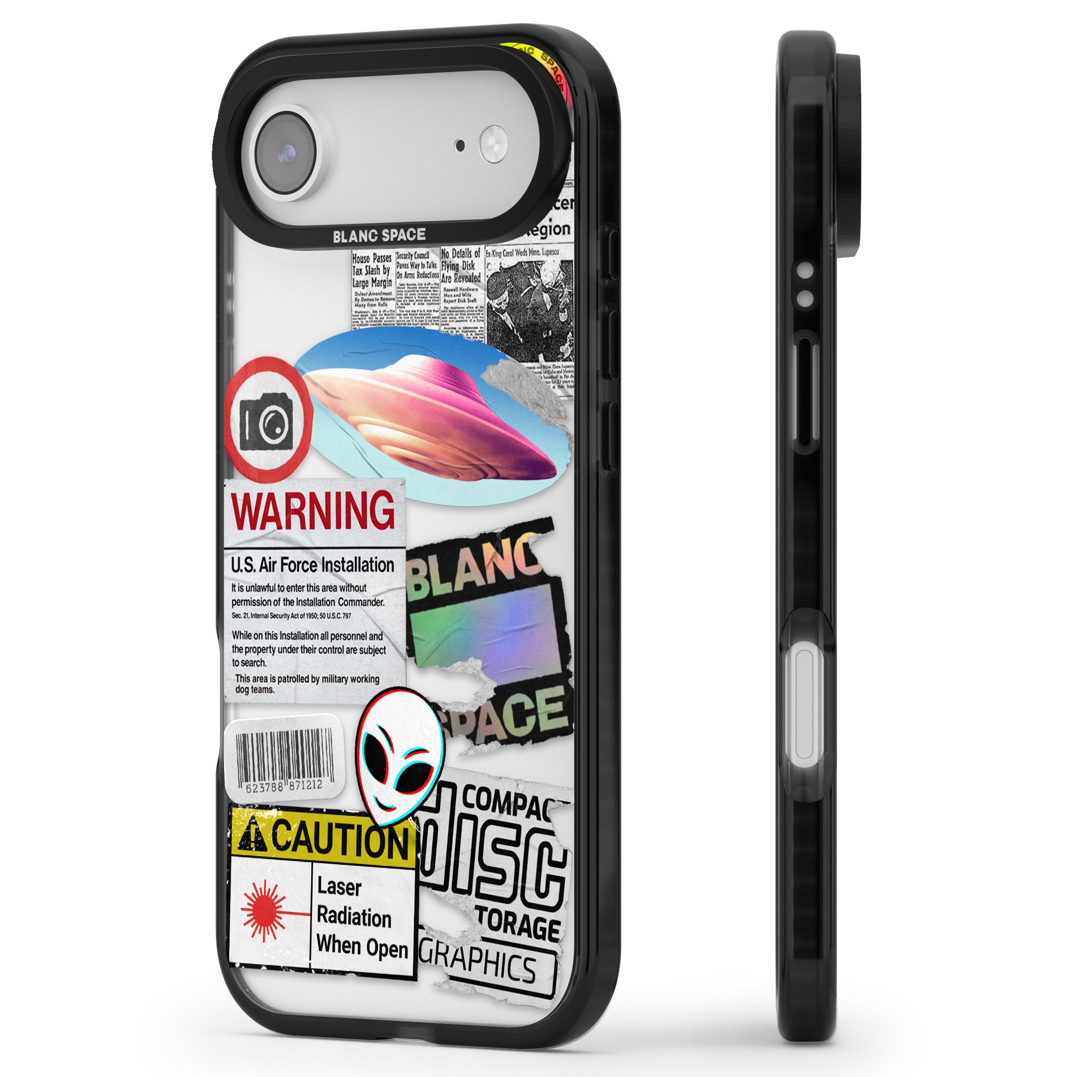 Cosmic Encounters iPhone 17 Air Impact Black Phone Case Side Profile