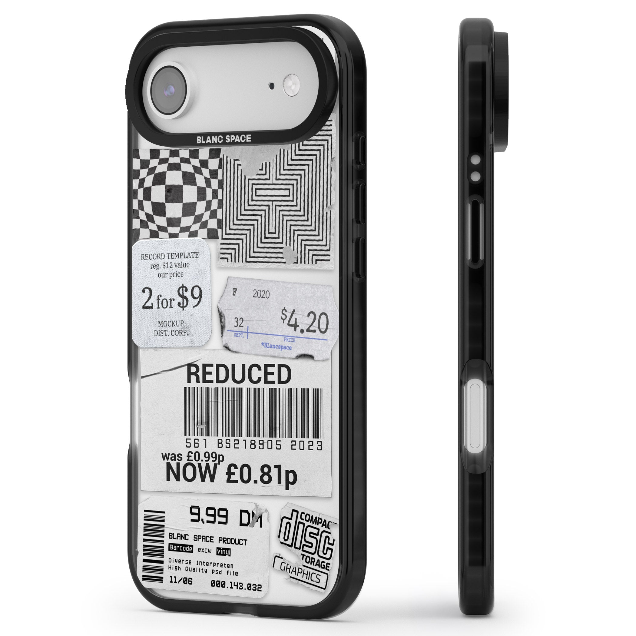 White Sticker Mix iPhone 17 Air Impact Black Phone Case Side Profile