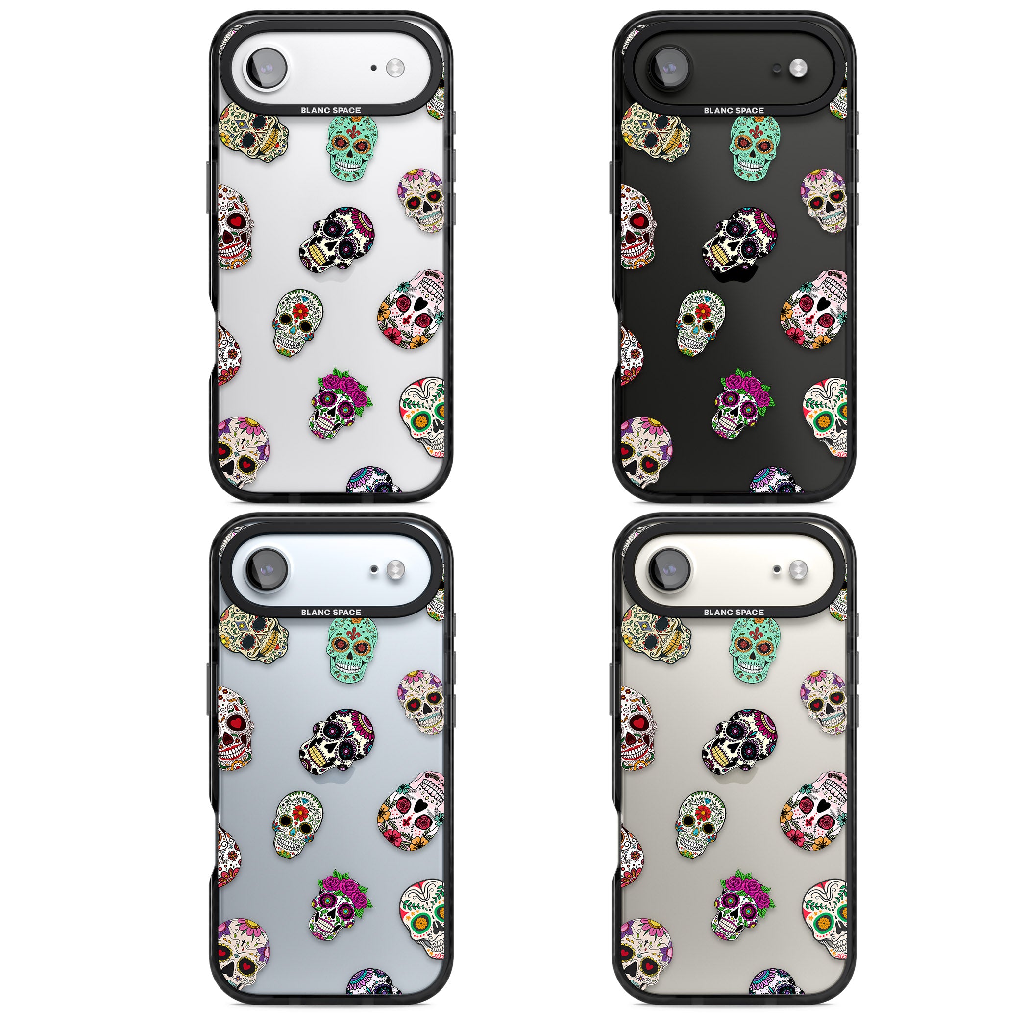 Mixed Sugar Skull Pattern iPhone 17 Air Impact Black Phone Case APT Impact Protection