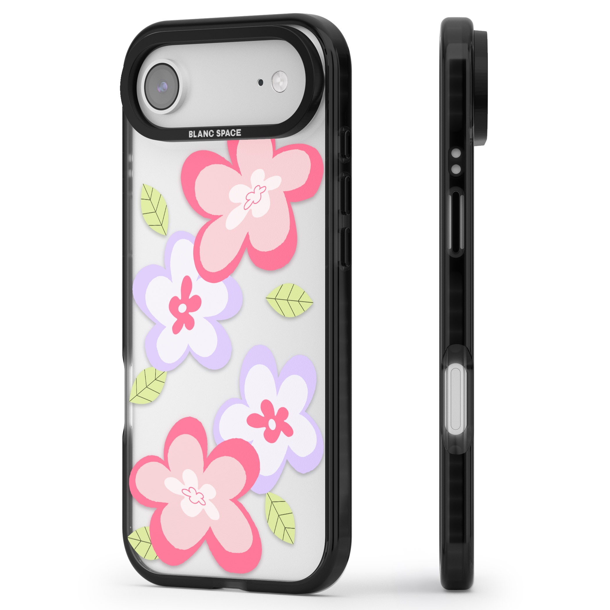 Funky Flowers iPhone 17 Air Impact Black Phone Case Side Profile