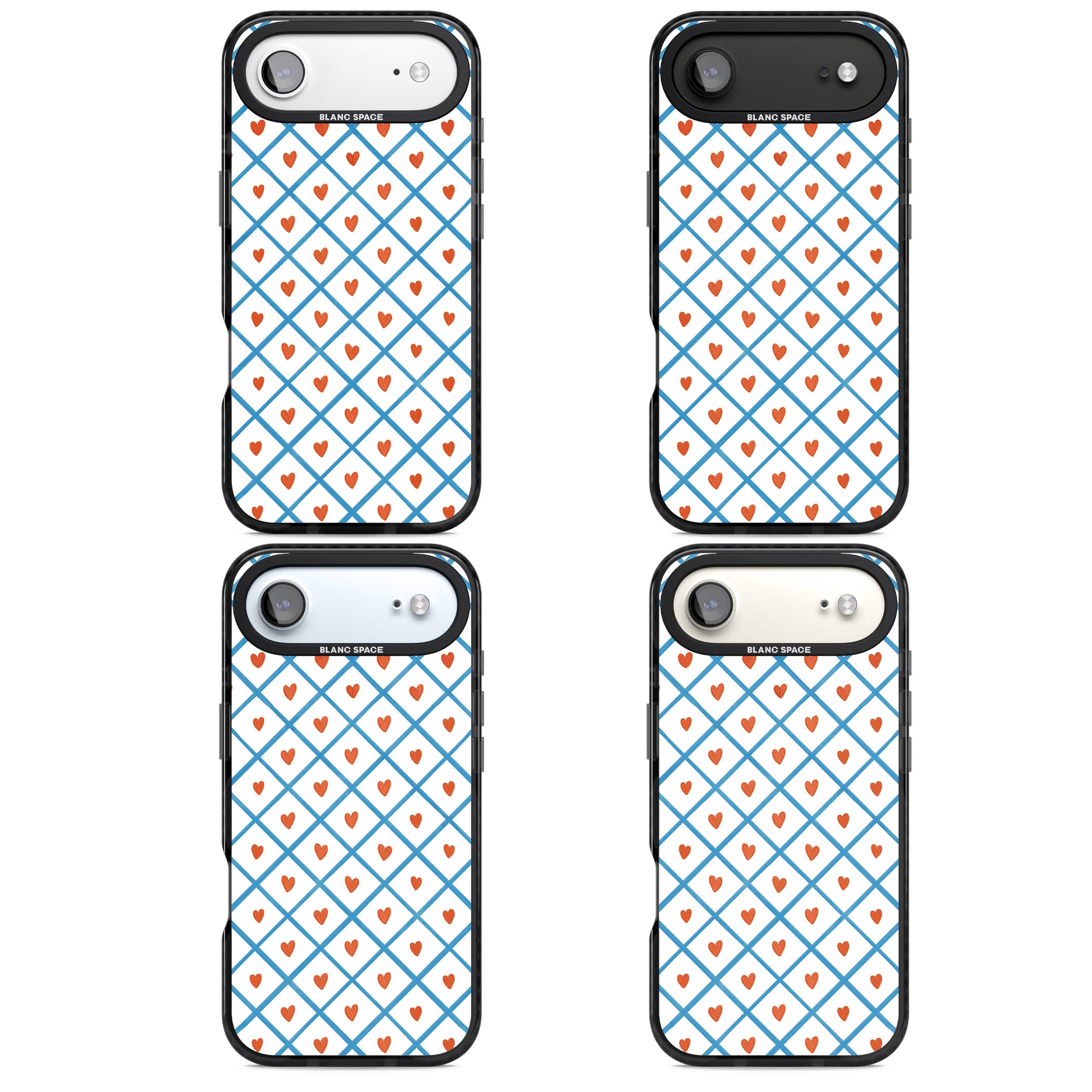 Lattice Love Hearts iPhone 17 Air Impact Black Phone Case APT Impact Protection