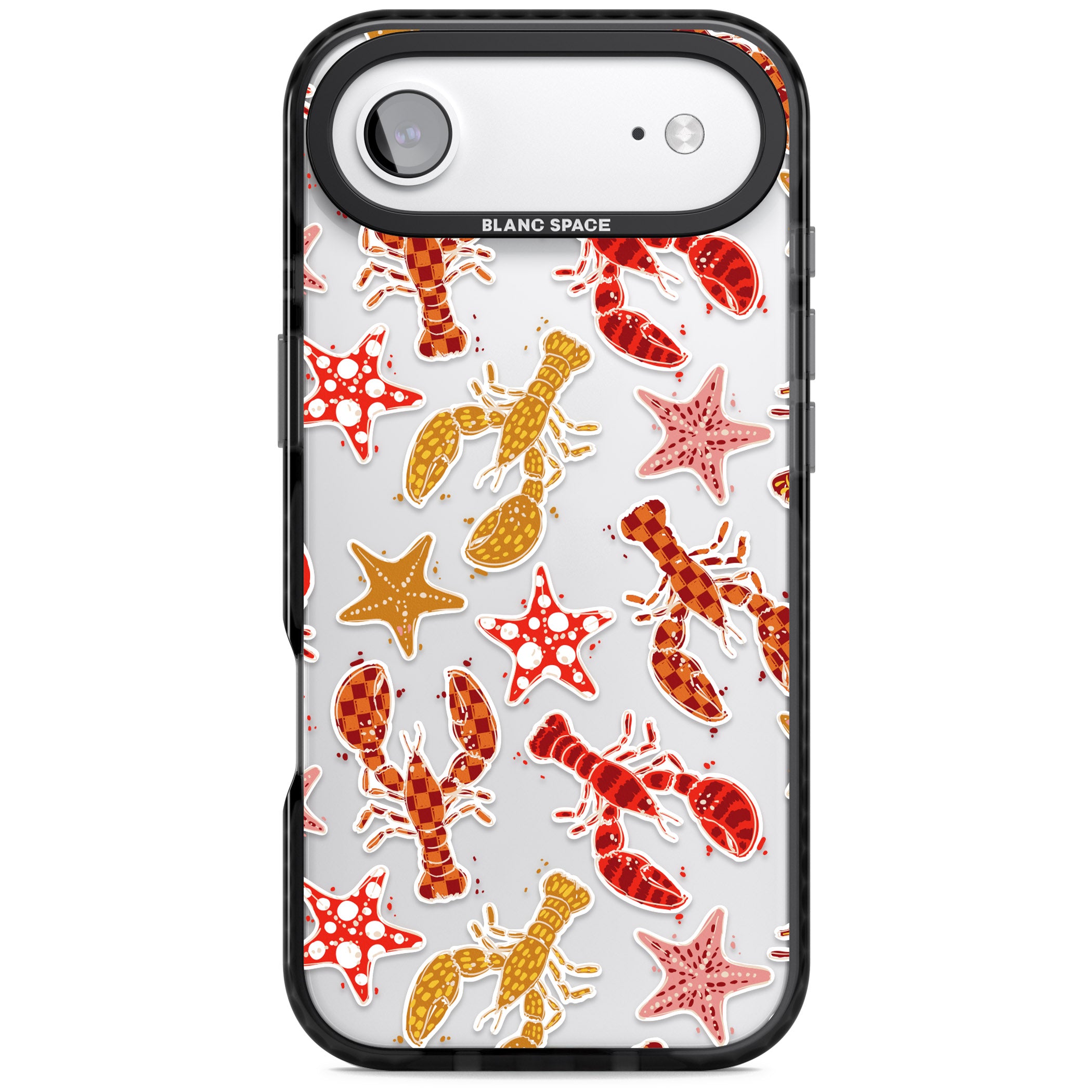 Lobster & Starfish Coastal Pattern iPhone 17 Air Impact Black Phone Case