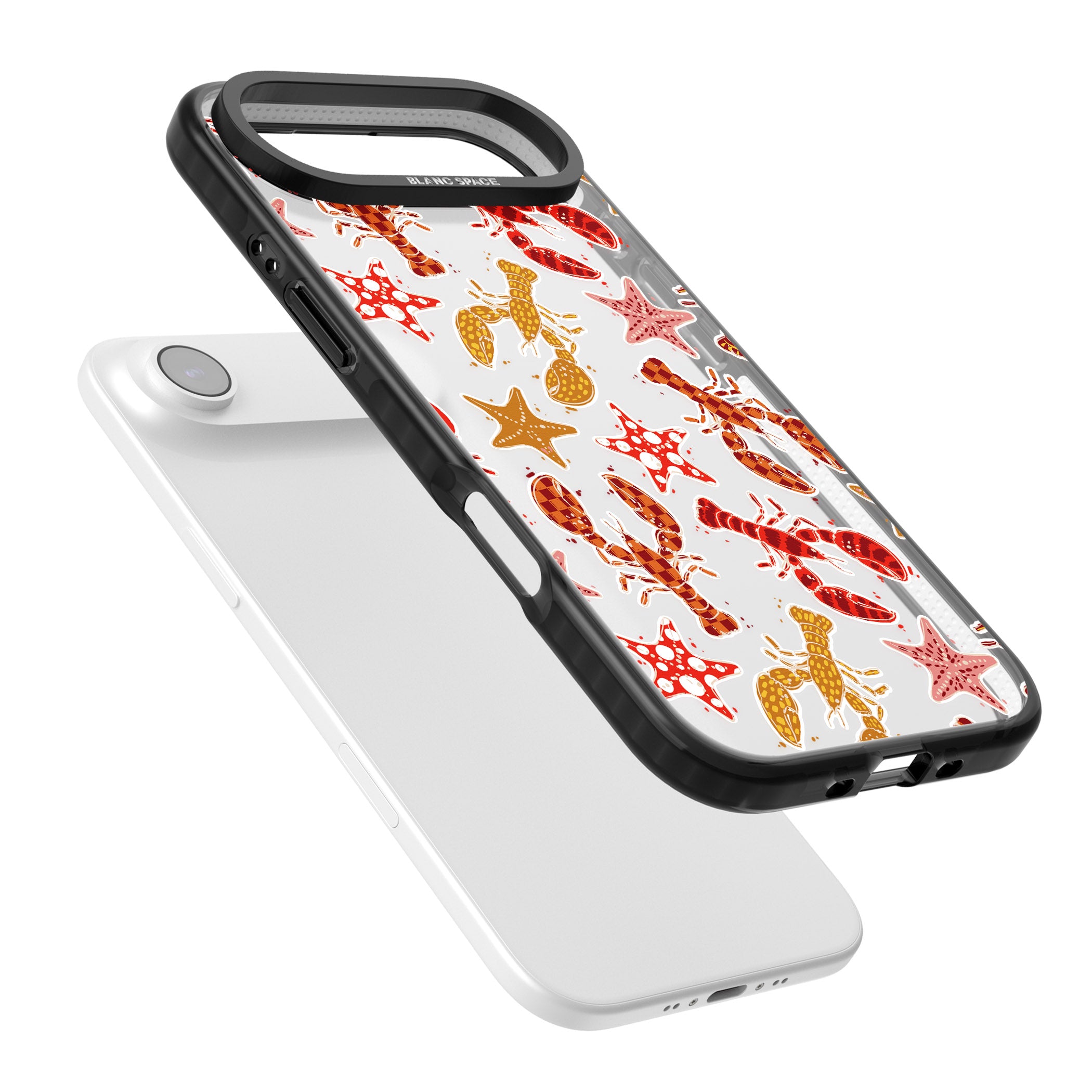 Lobster & Starfish Coastal Pattern iPhone 17 Air Impact Black Phone Case Colours