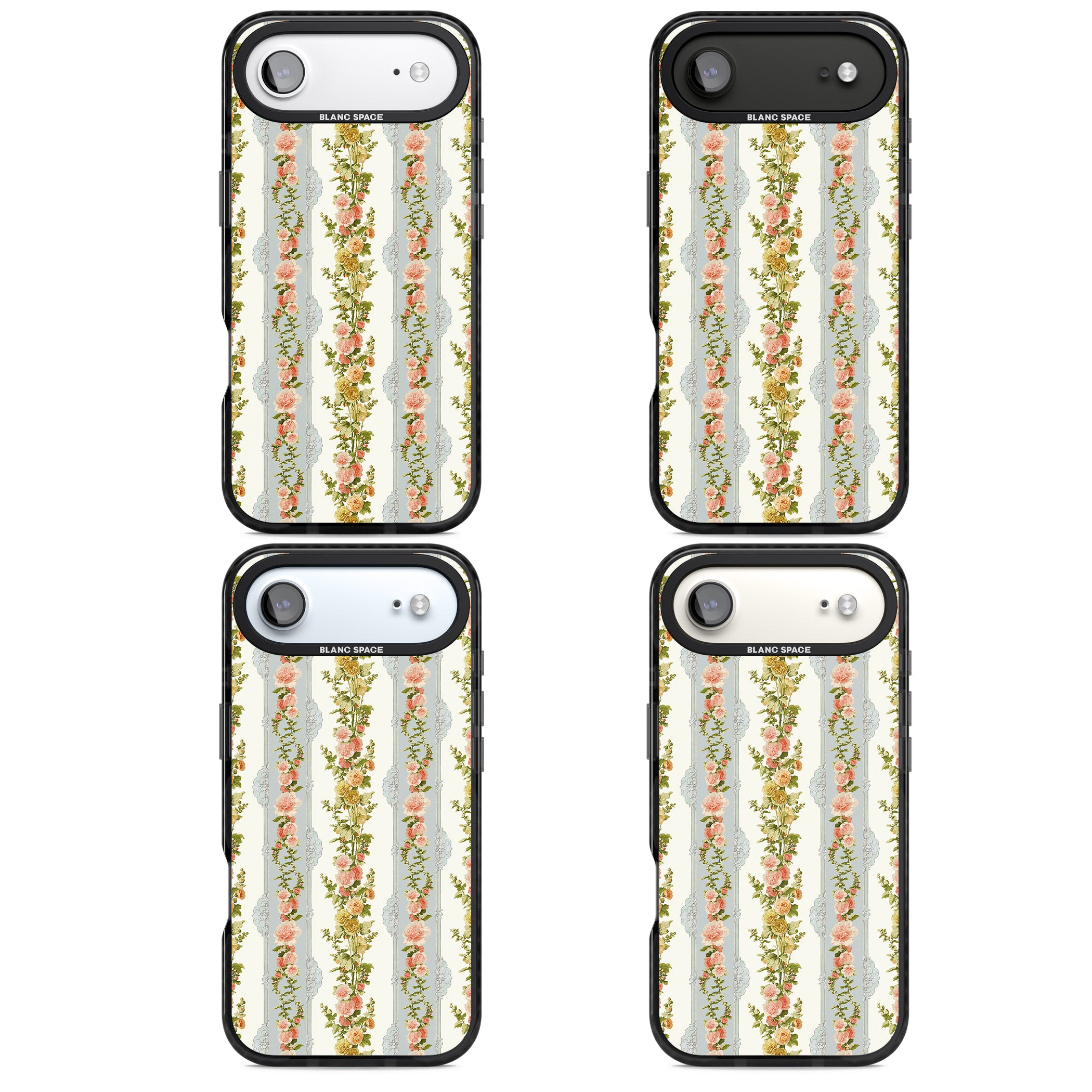 Vintage Floral Stripes iPhone 17 Air Impact Black Phone Case APT Impact Protection