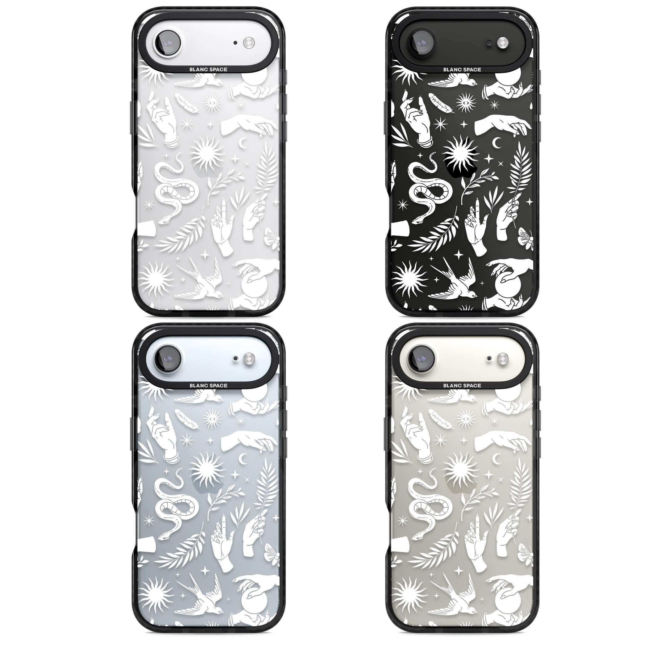 Celestial Pattern (White) iPhone 17 Air Impact Black Phone Case APT Impact Protection
