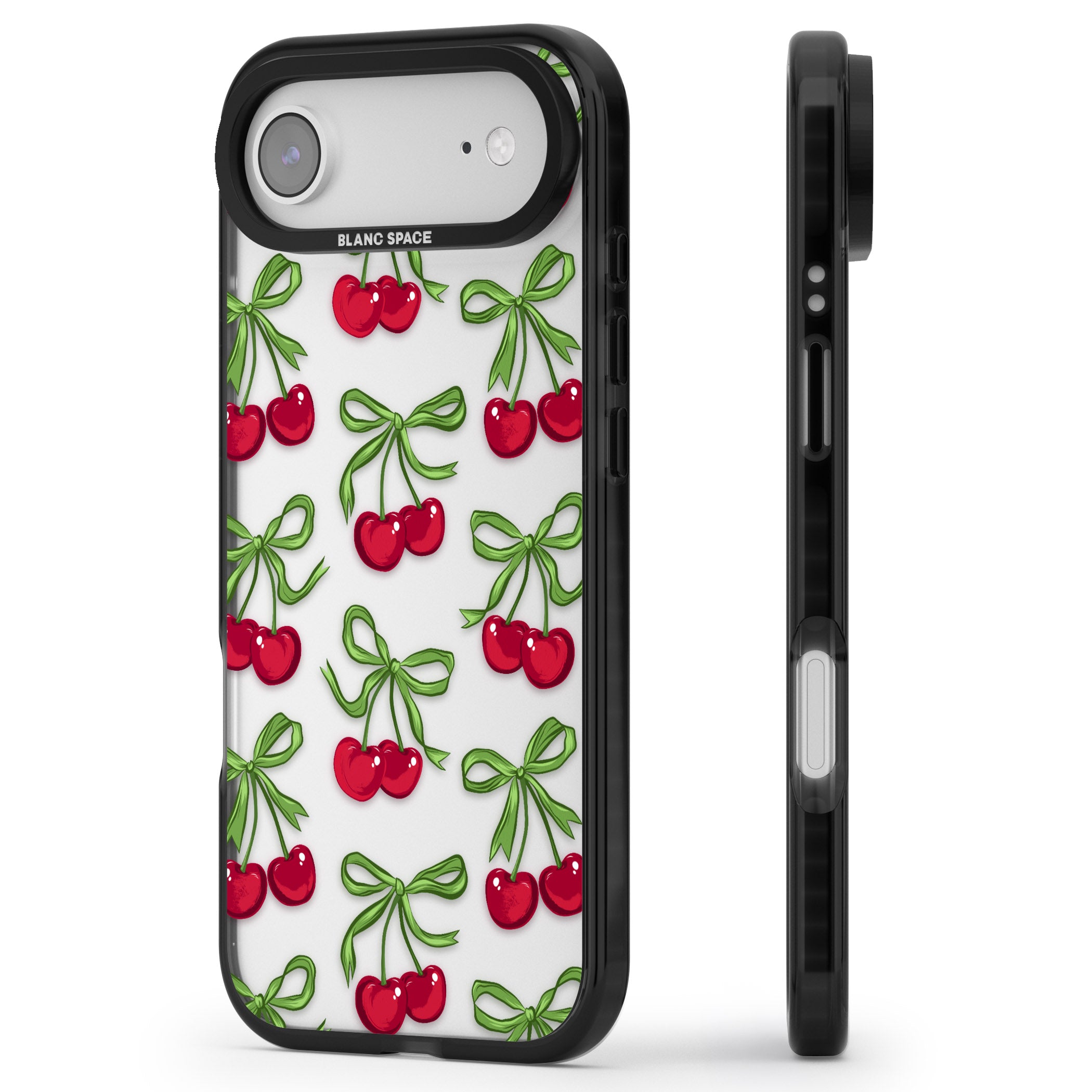 Cherry Bows iPhone 17 Air Impact Black Phone Case Side Profile