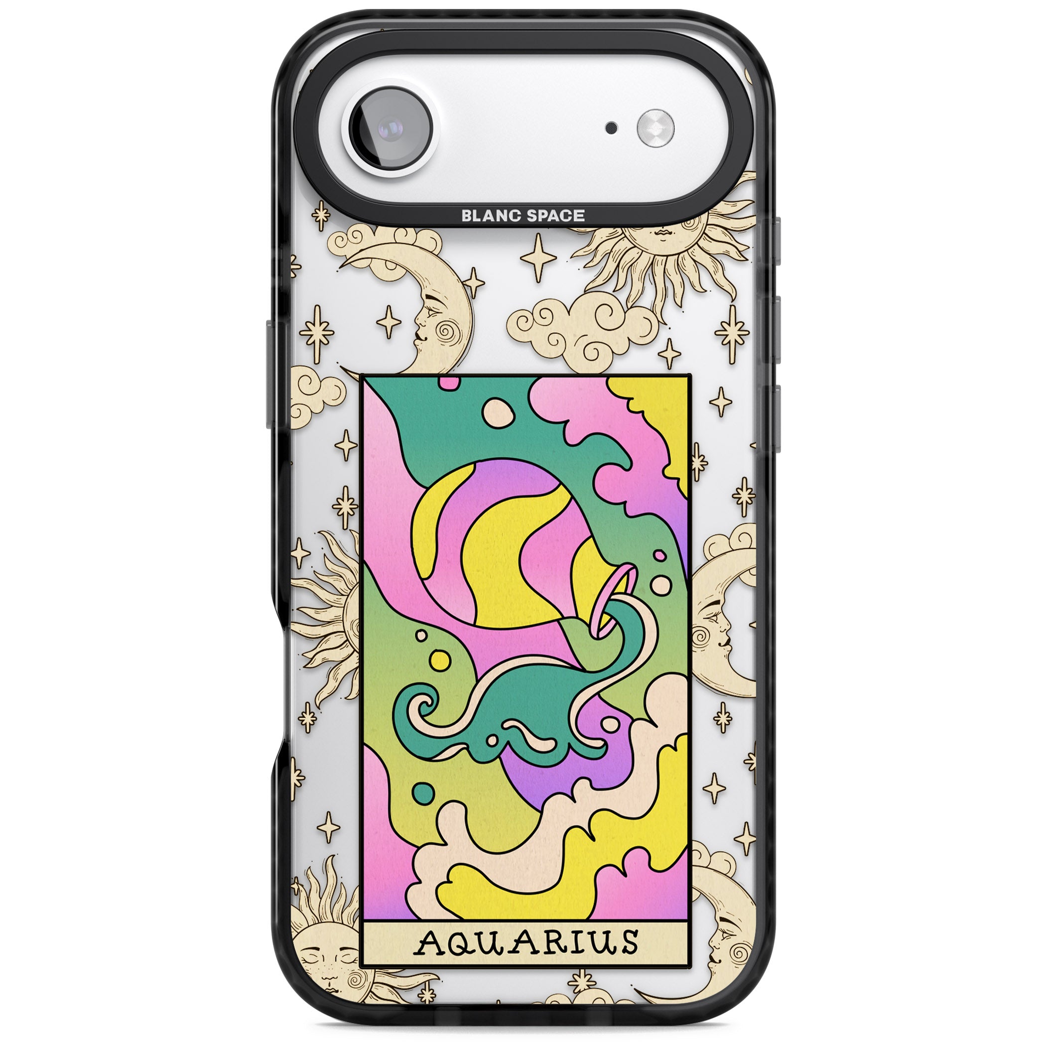 Celestial Zodiac Aquarius iPhone 17 Air Impact Black Phone Case