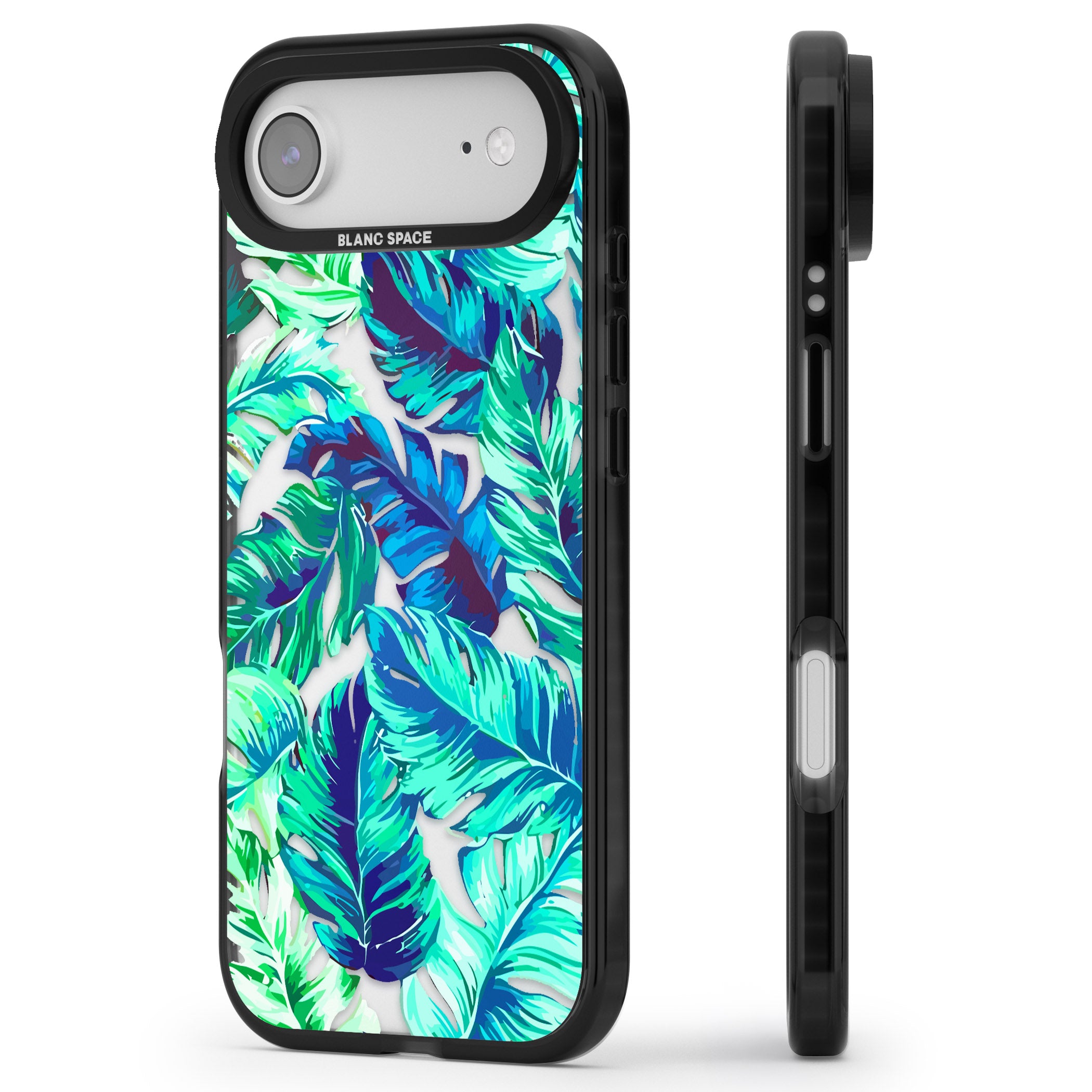 Tropical Palms iPhone 17 Air Impact Black Phone Case Side Profile