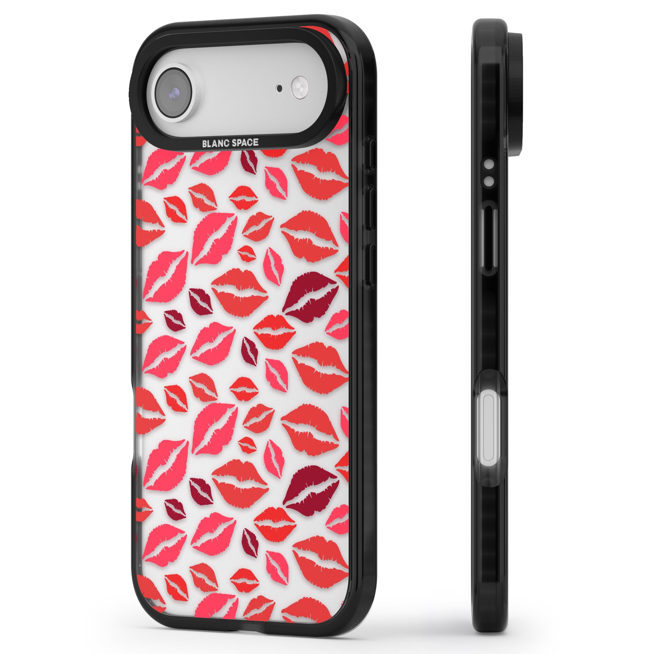 Lips Pattern iPhone 17 Air Impact Black Phone Case Side Profile