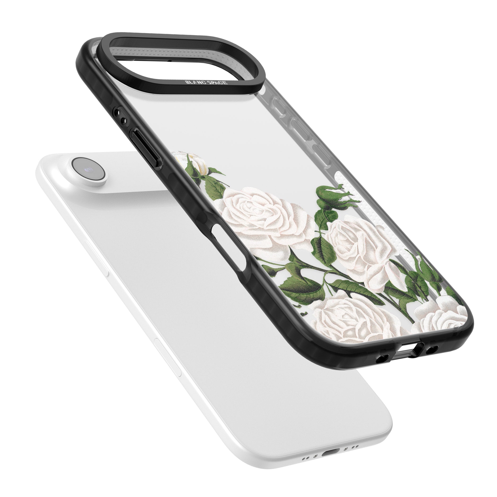 White Vintage Painted Flowers iPhone 17 Air Impact Black Phone Case Colours
