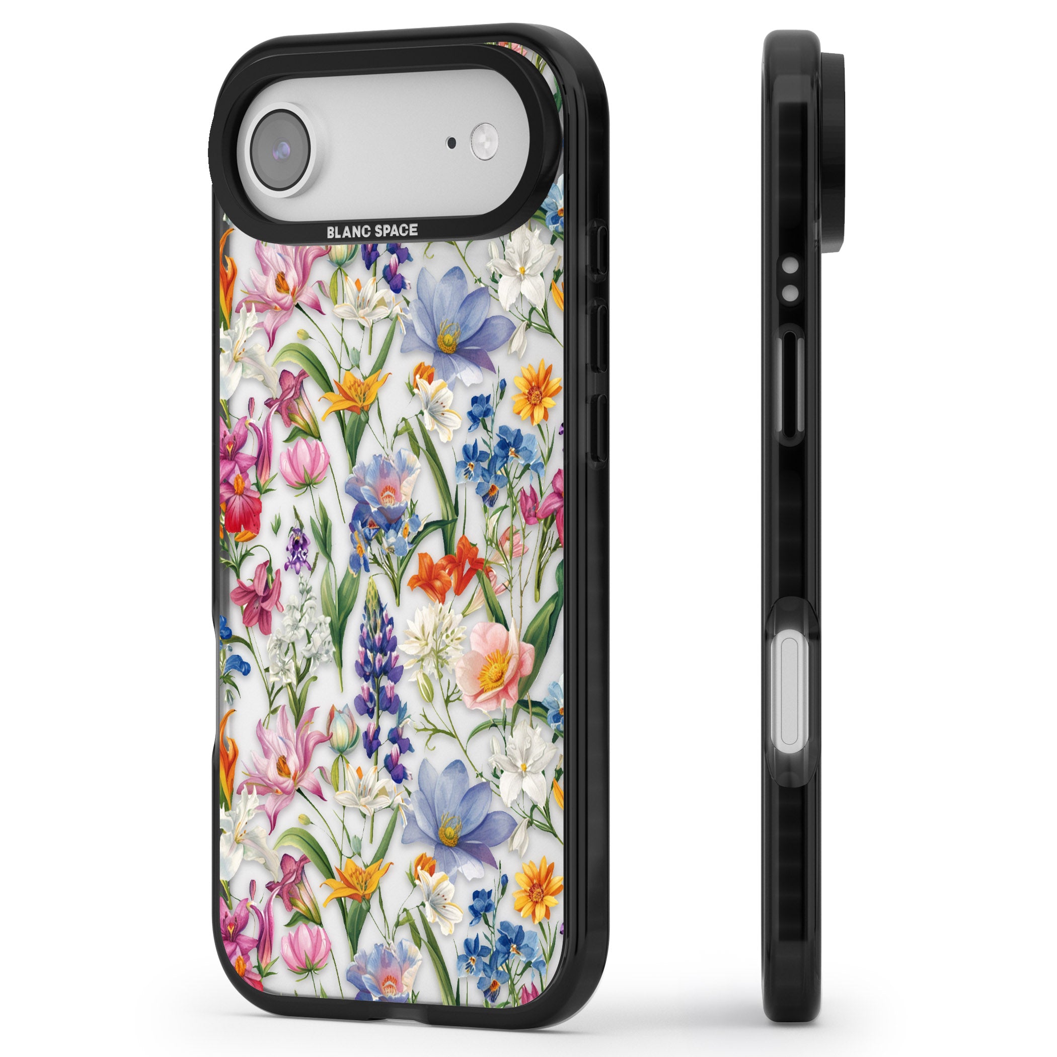 Vintage Wildflowers iPhone 17 Air Impact Black Phone Case Side Profile