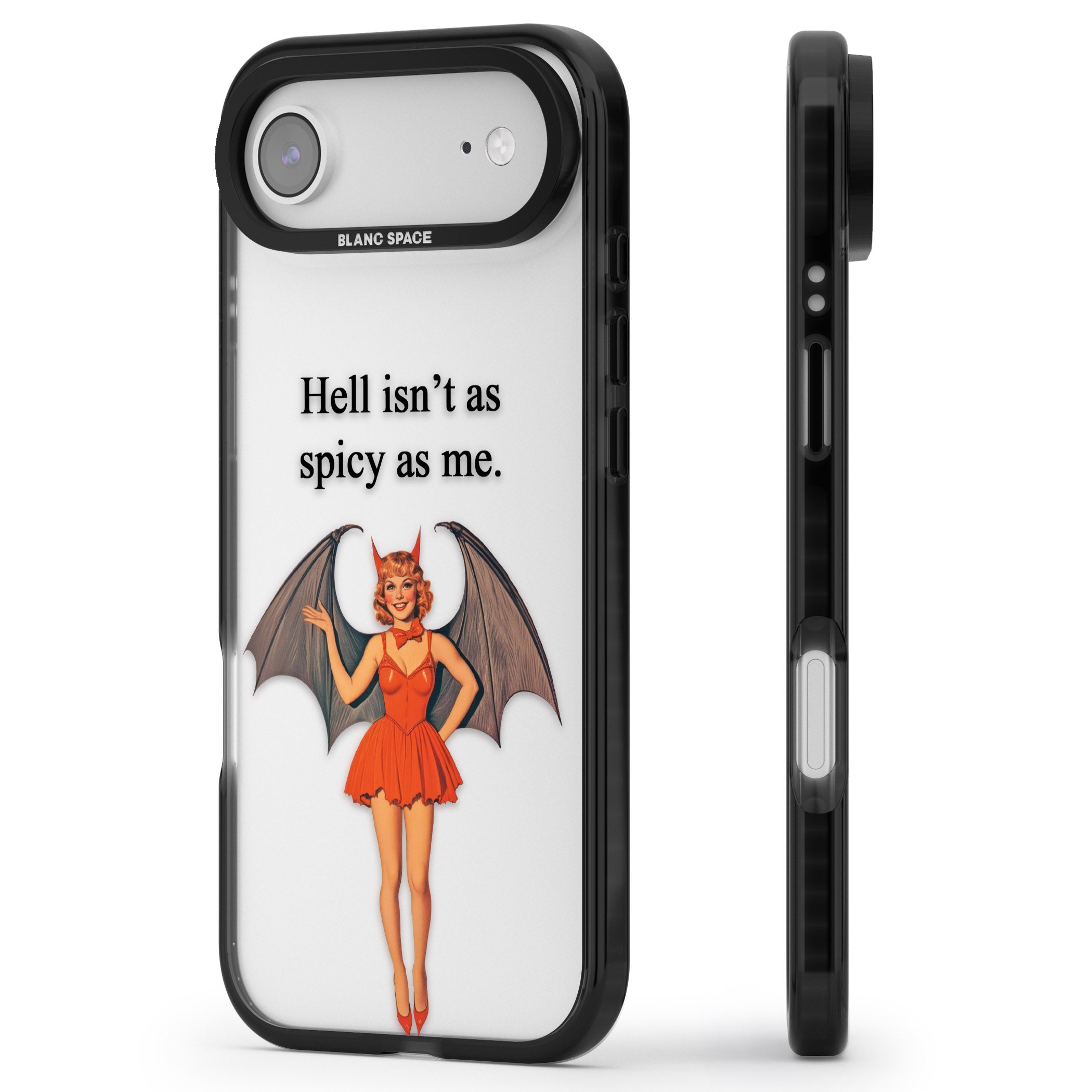 Hell Isnt As Spicy As Me iPhone 17 Air Impact Black Phone Case Side Profile