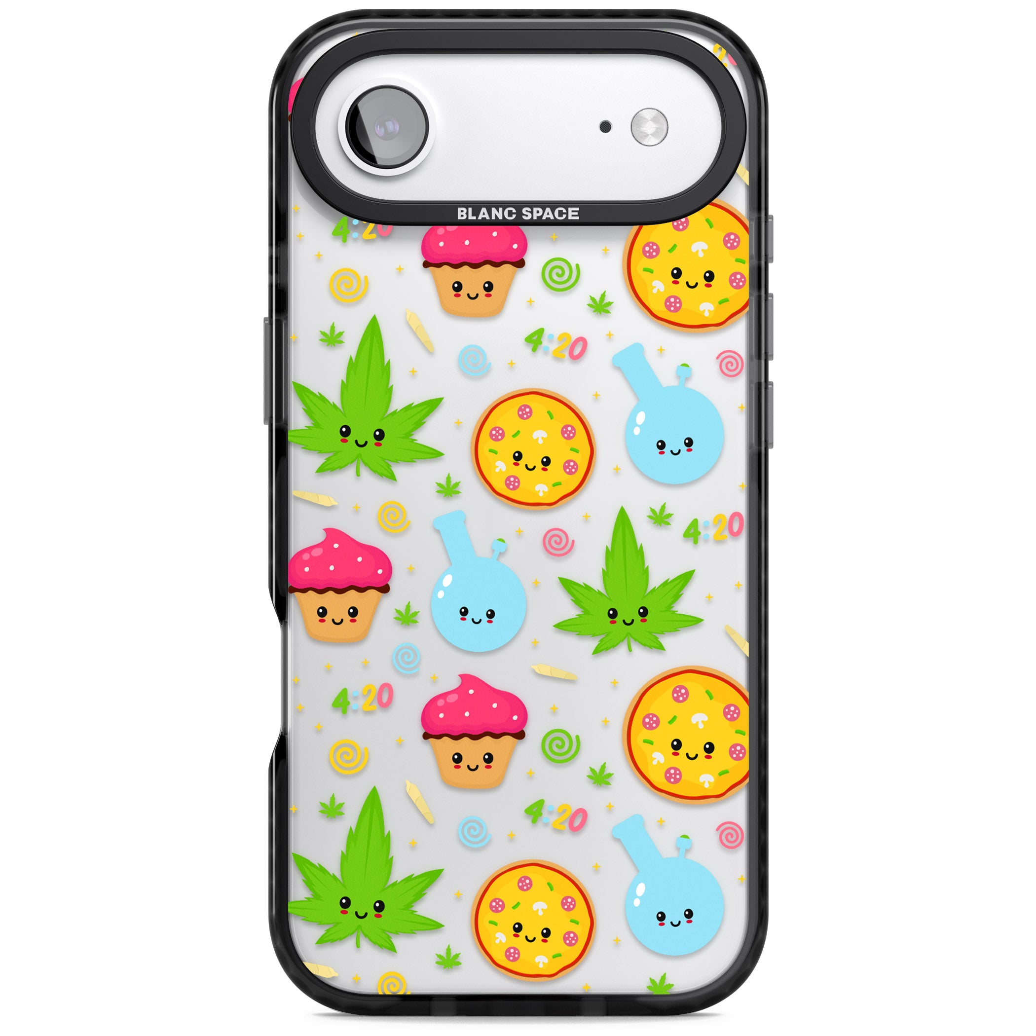 Kawaii Weed Pattern iPhone 17 Air Impact Black Phone Case