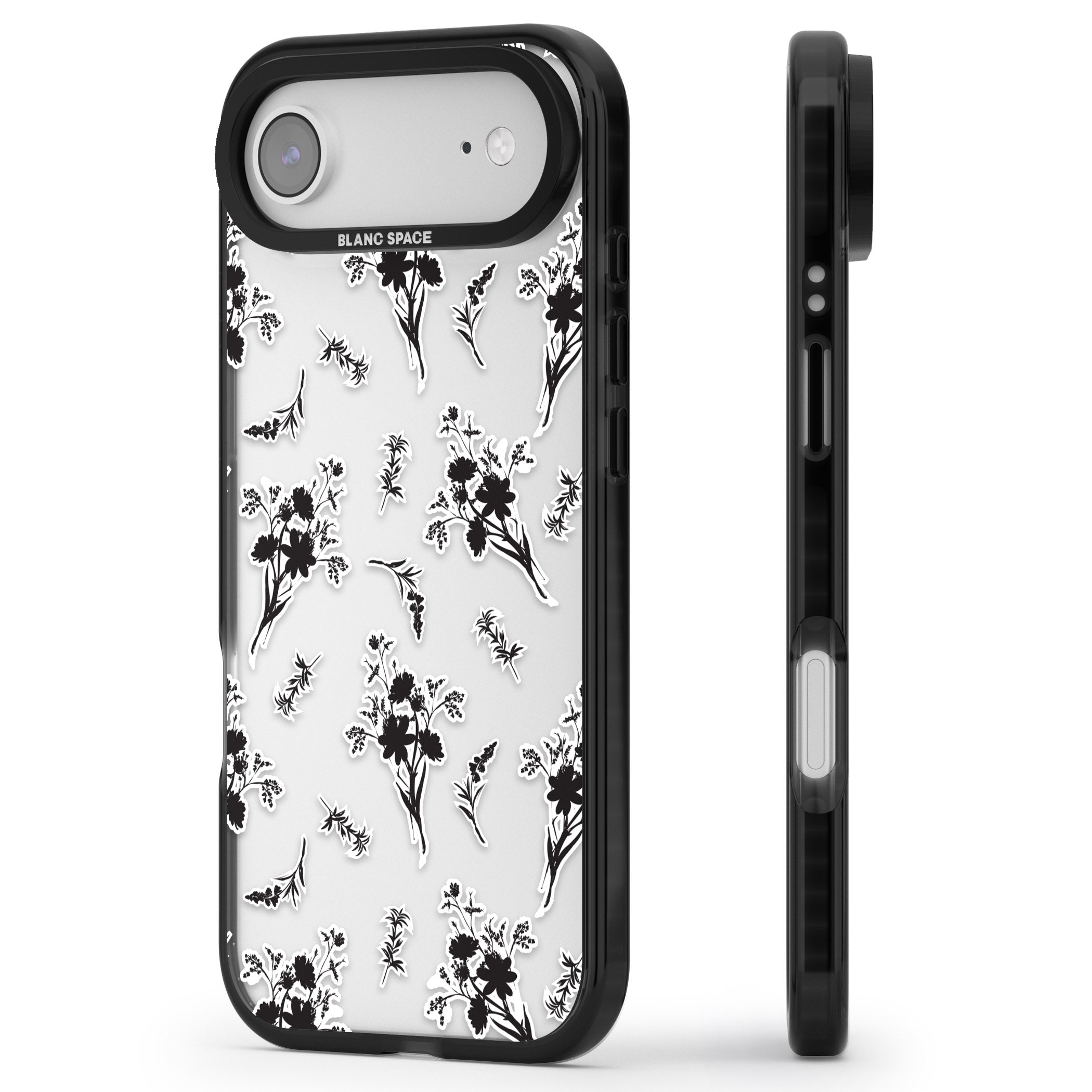 Black Sticker Wildflowers iPhone 17 Air Impact Black Phone Case Side Profile