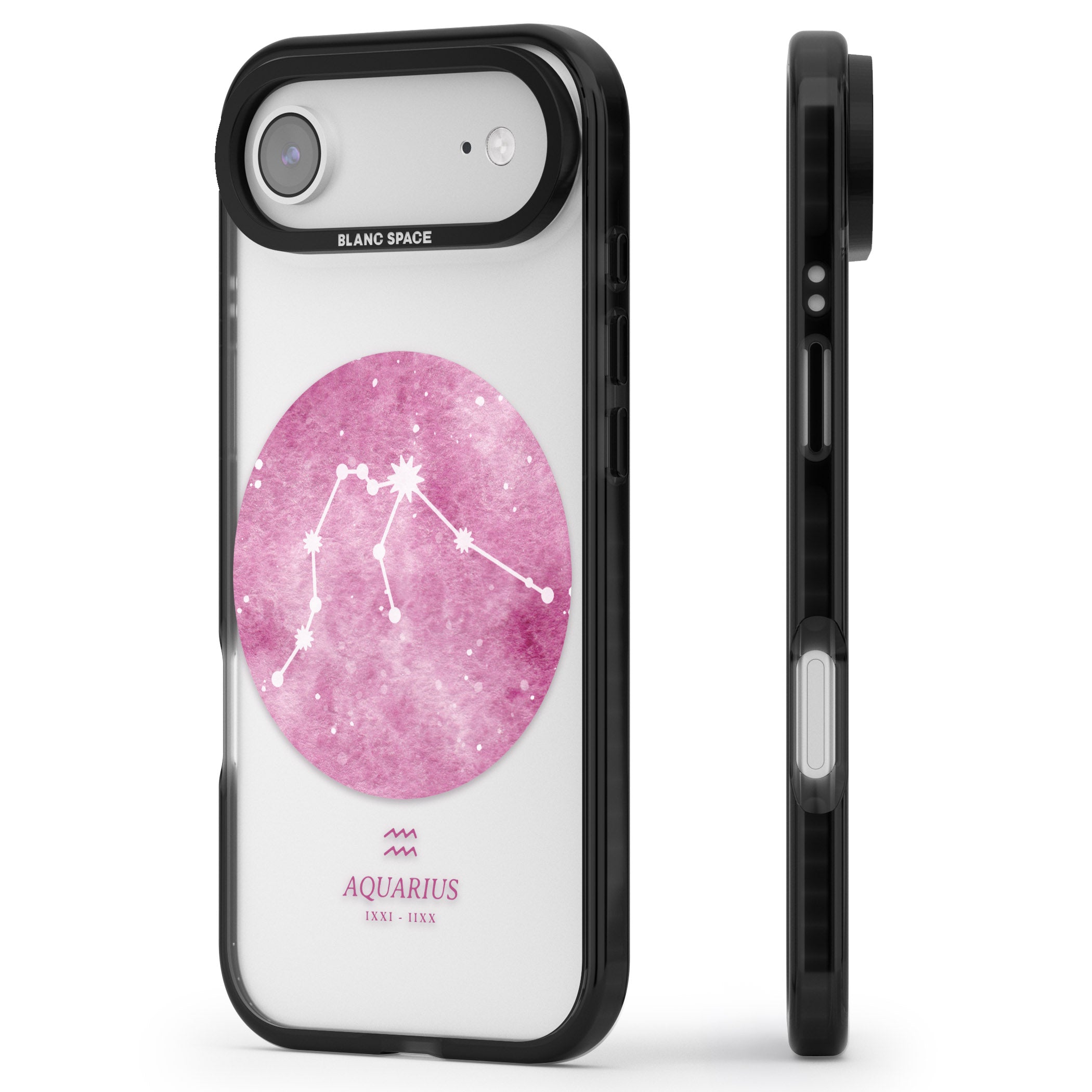 Aquarius Zodiac iPhone 17 Air Impact Black Phone Case Side Profile