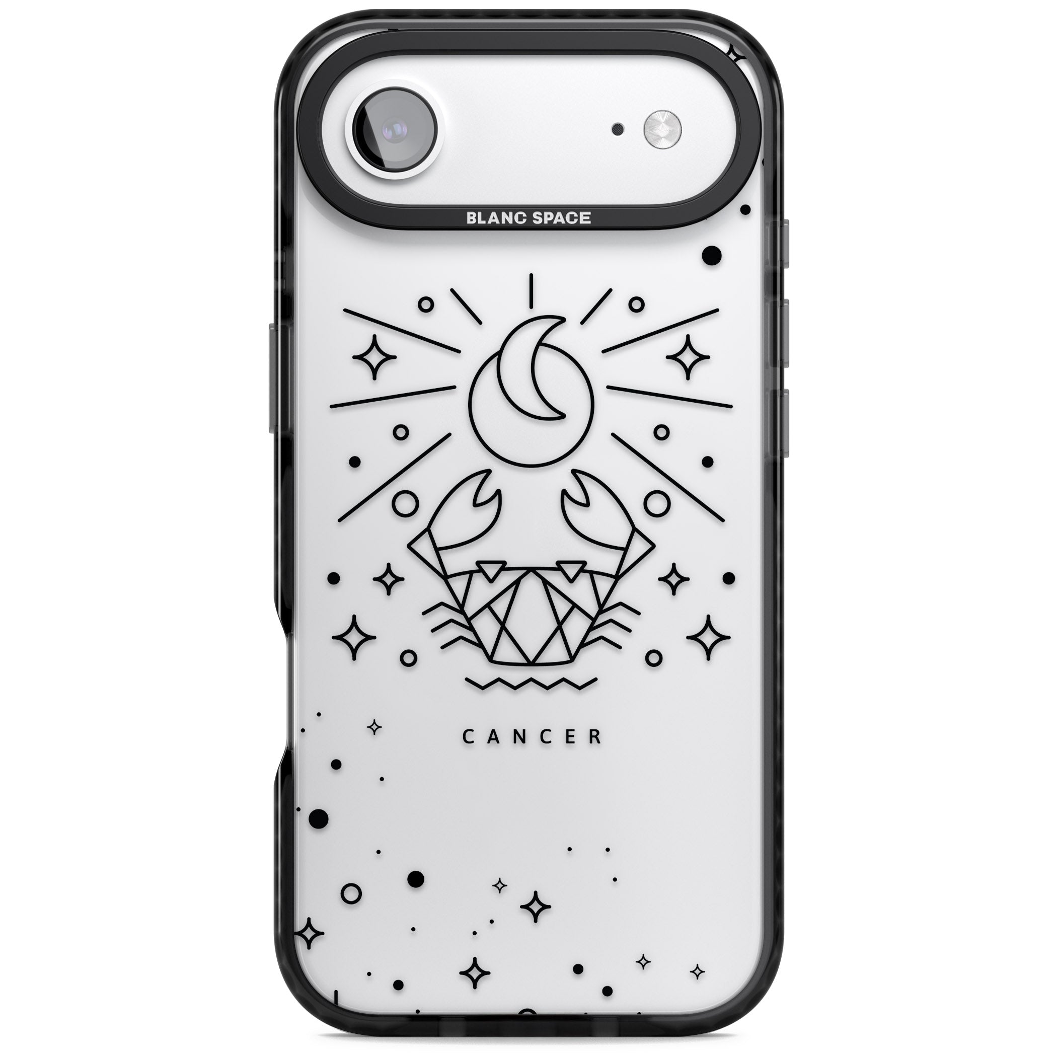 Zodiac Cancer Moon iPhone 17 Air Impact Black Phone Case