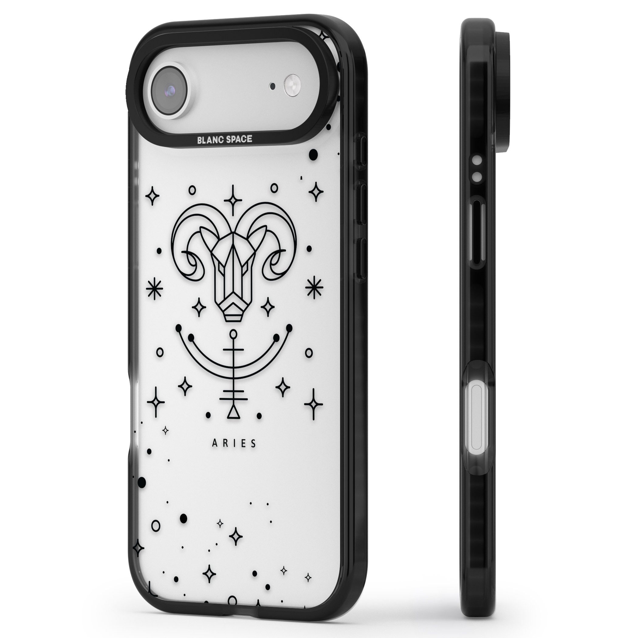 Aries Emblem iPhone 17 Air Impact Black Phone Case Side Profile