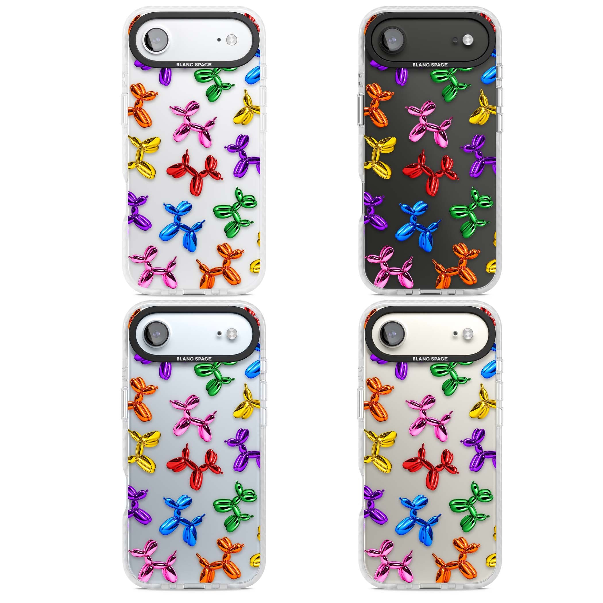 Balloon Dogs pop art iPhone case featuring rainbow chrome balloon dogs in Jeff Koons style | Black Impact case for iPhone Air