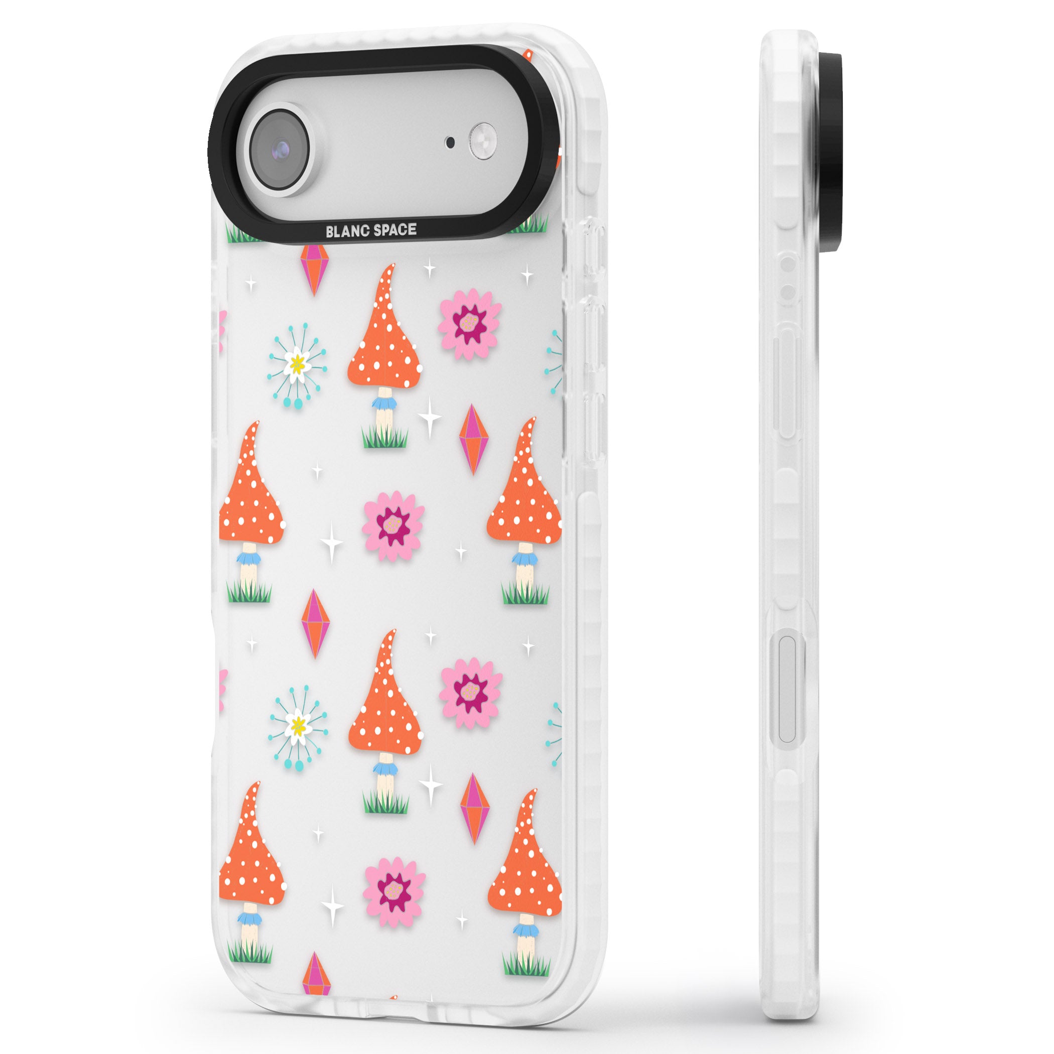 Boho Celestial Mushroom Crystal iPhone 17 Air Impact Clear Phone Case Side Profile
