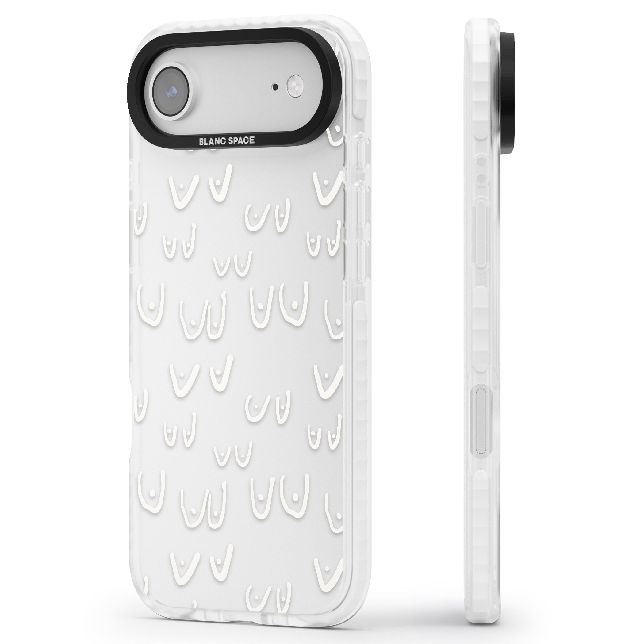 Boob Pattern (White) iPhone 17 Air Impact Clear Phone Case Side Profile
