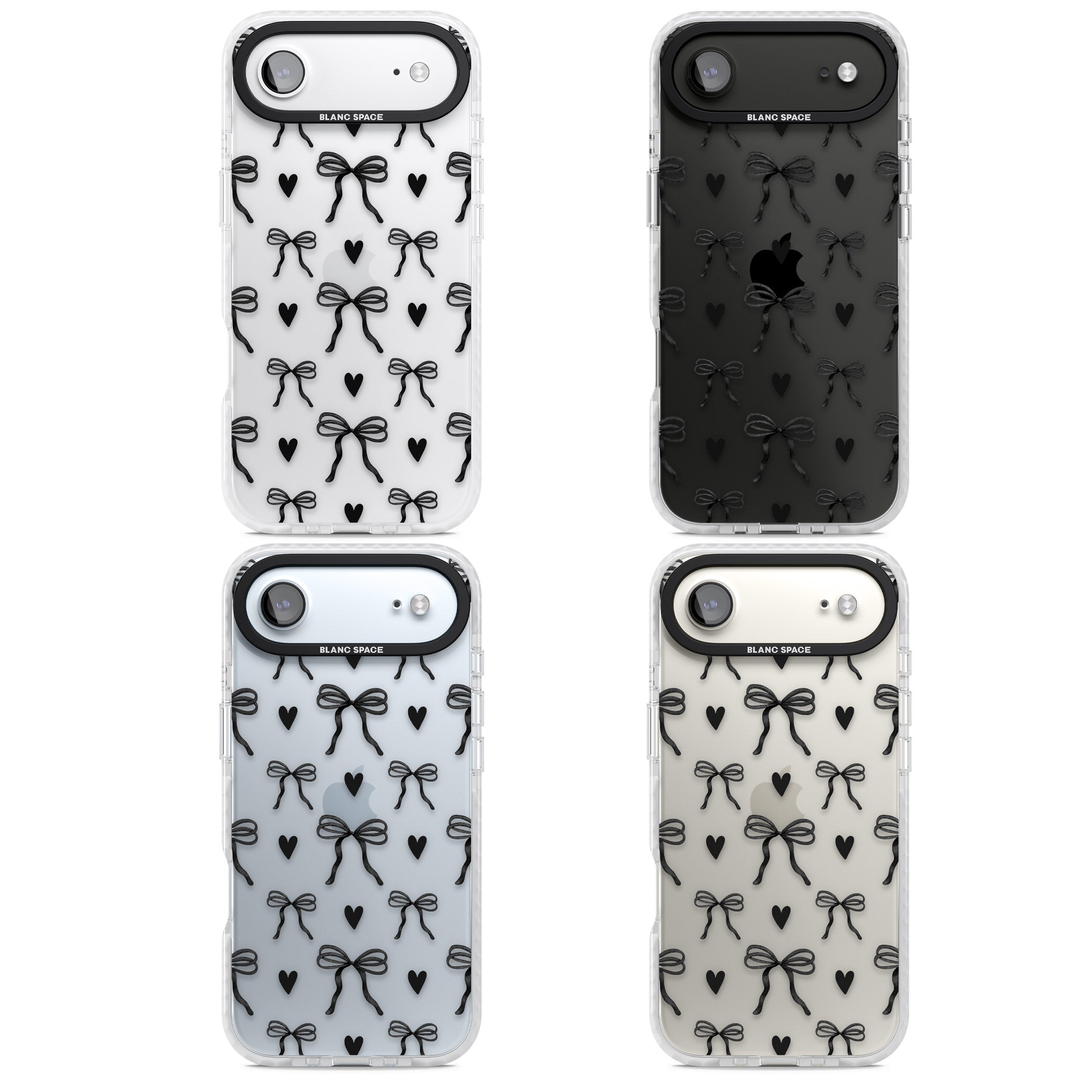 Black Bows & Hearts iPhone 17 Air Impact Clear Phone Case APT Impact Protection