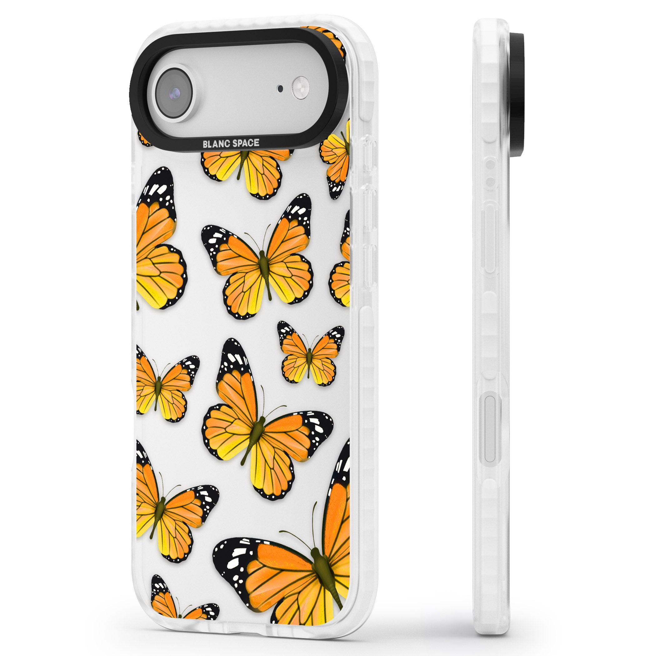 Sun Yellow Butterflies iPhone 17 Air Impact Clear Phone Case Side Profile