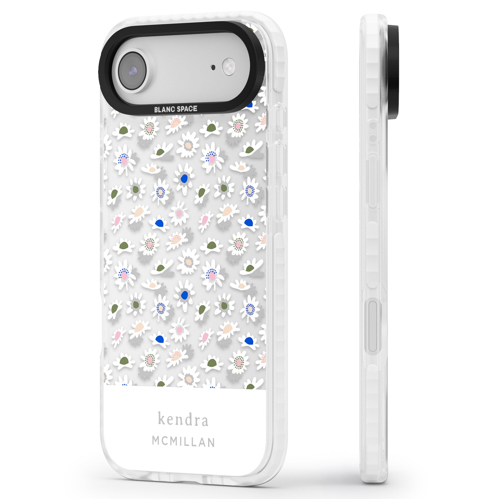 Personalised Grey & White Daisies iPhone 17 Air Impact Clear Phone Case Side Profile