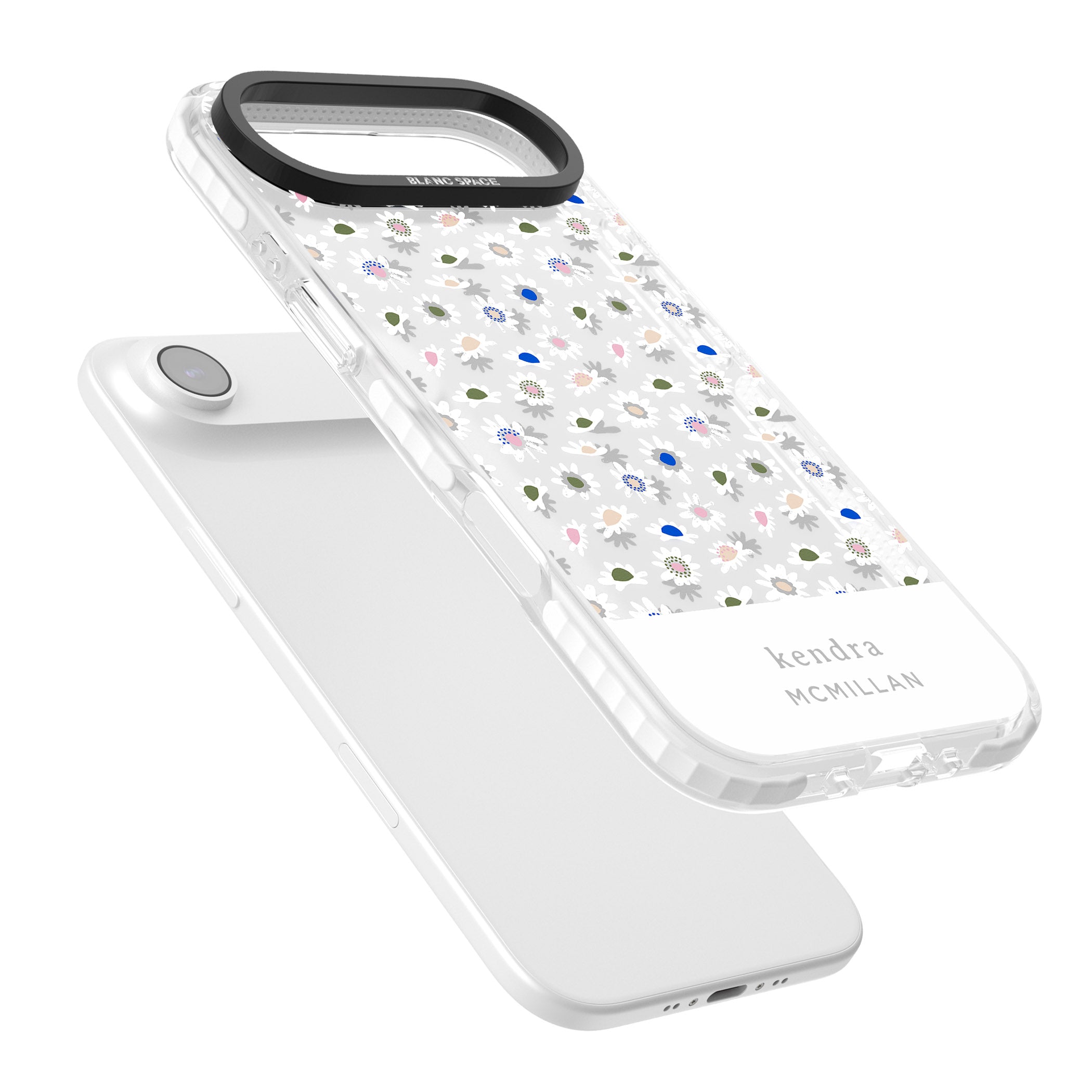Personalised Grey & White Daisies iPhone 17 Air Impact Clear Phone Case Colours