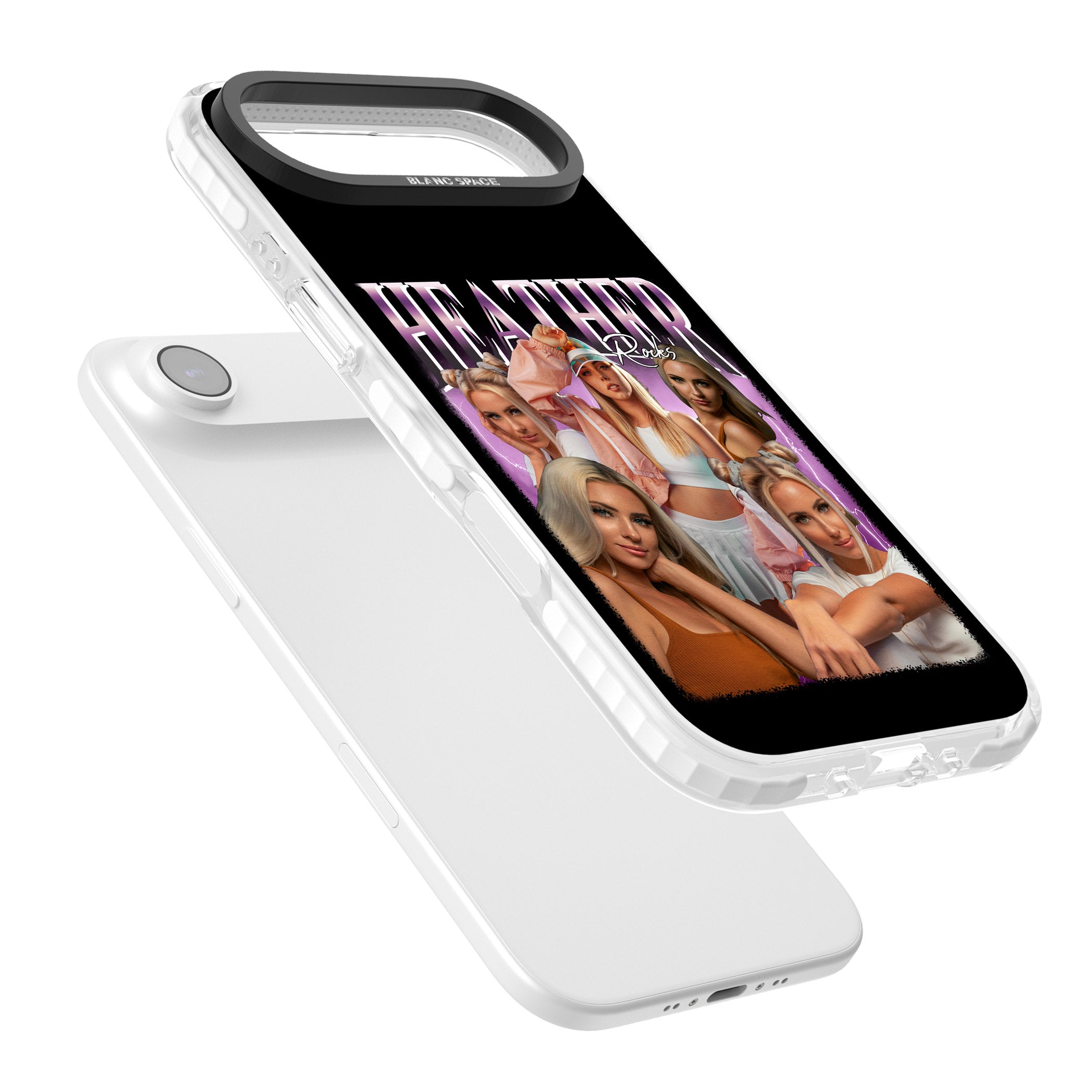 Personalised Airbrush Name & Photo Collage (Pink) iPhone 17 Air Impact Clear Phone Case Colours