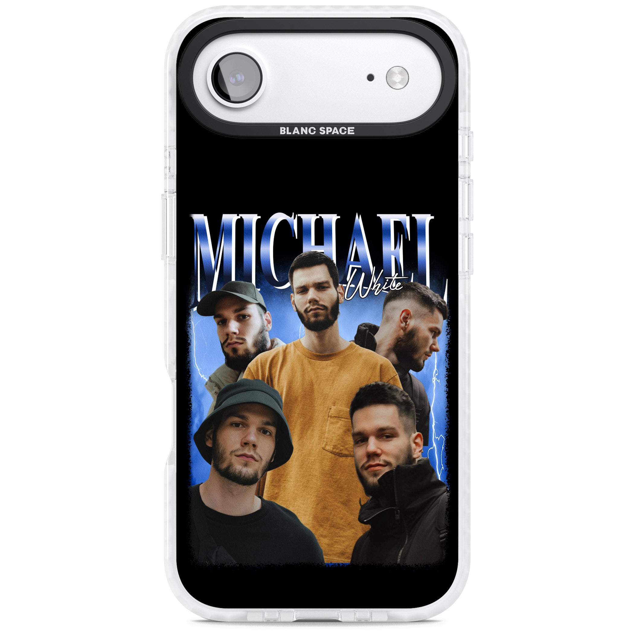 Personalised Airbrush Name & Photo Collage (Blue) iPhone 17 Air Impact Clear Phone Case