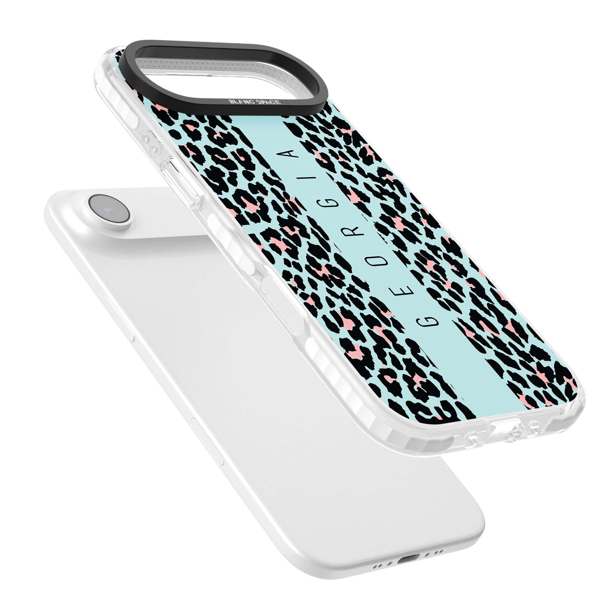Personalised Blue Leopard iPhone 17 Air Impact Clear Phone Case Colours