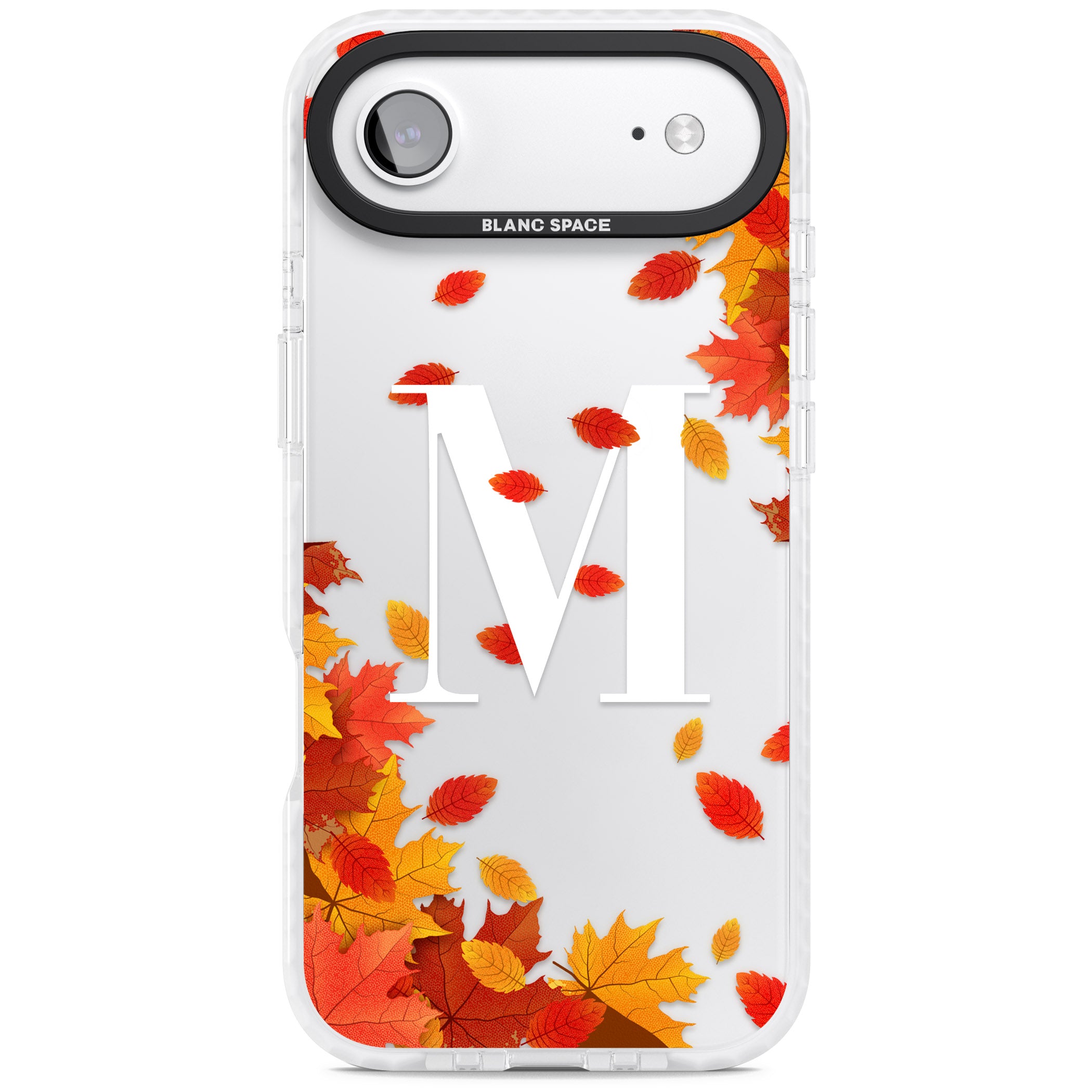 Personalised Autumn Leaves Monogram iPhone 17 Air Impact Clear Phone Case