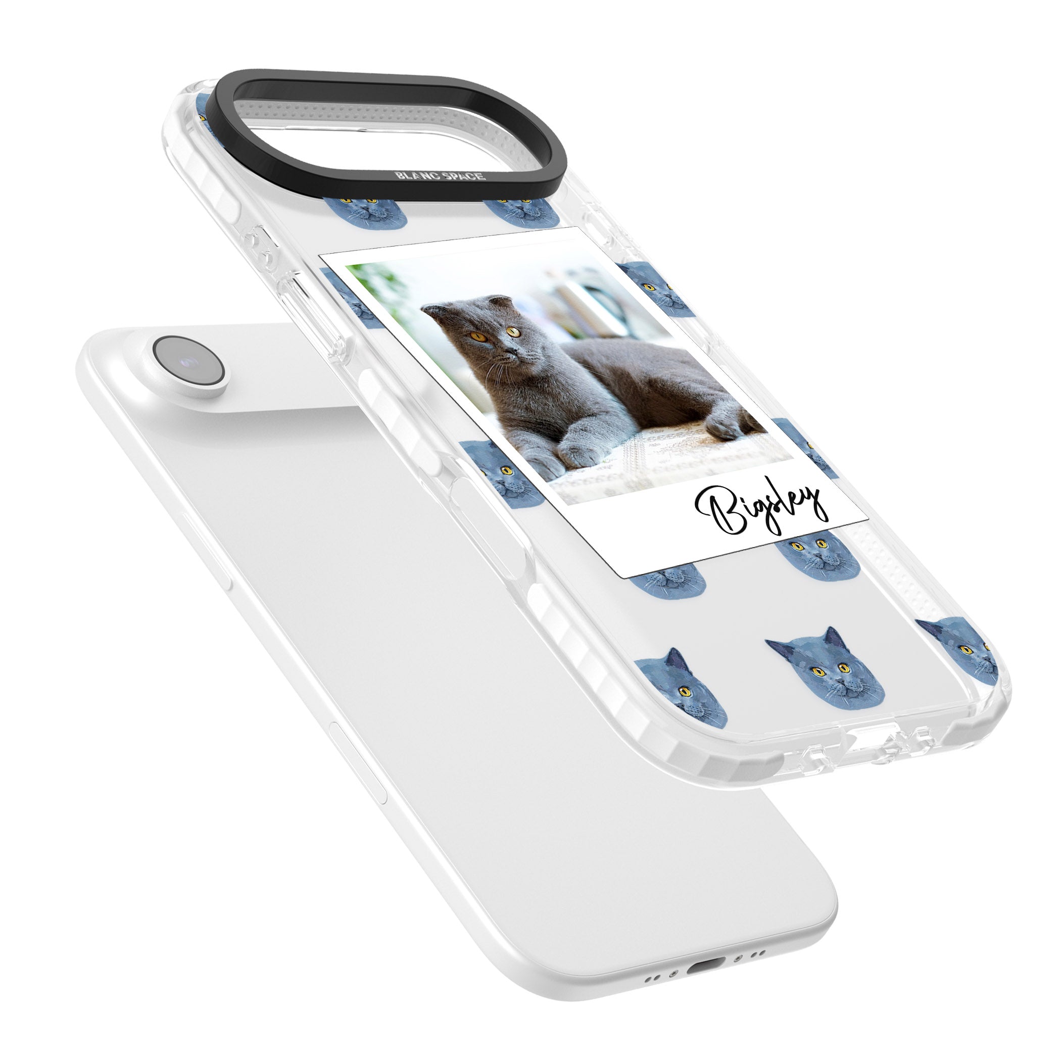 Personalised English Blue Cat Photo iPhone 17 Air Impact Clear Phone Case Colours