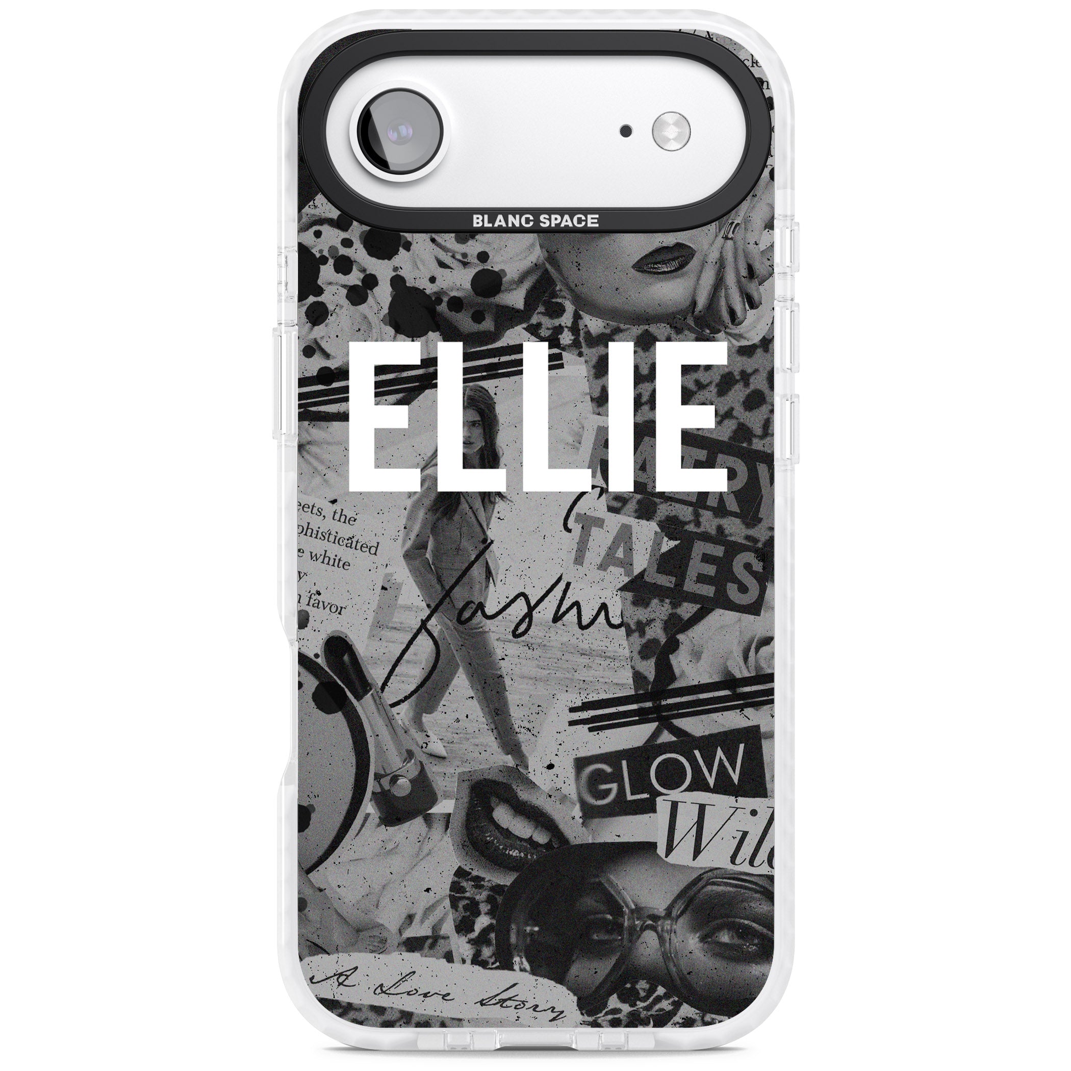 Personalised Grey Scale Vintage Collage iPhone 17 Air Impact Clear Phone Case