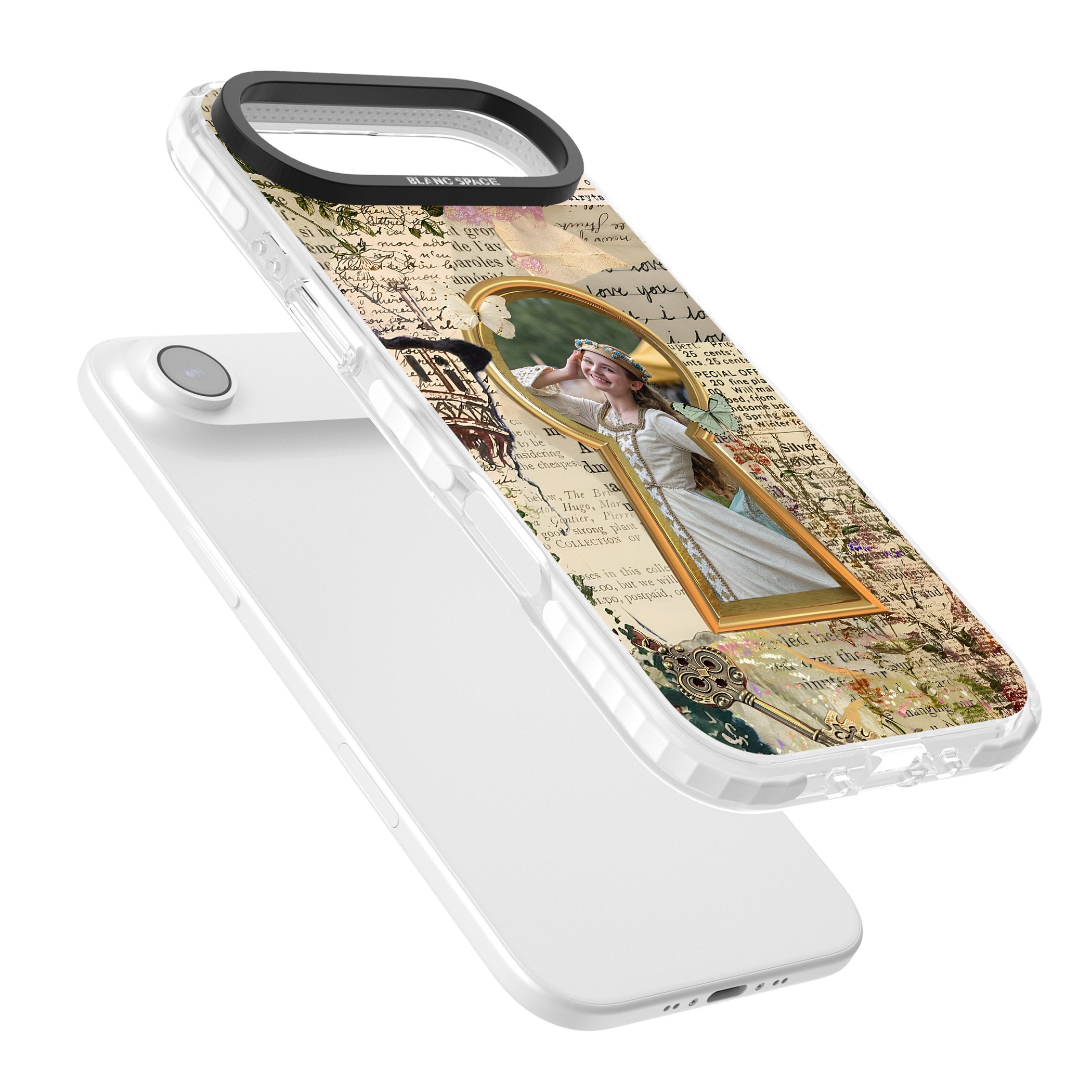 Personalised Bookpage Keyhole Frame iPhone 17 Air Impact Clear Phone Case Colours