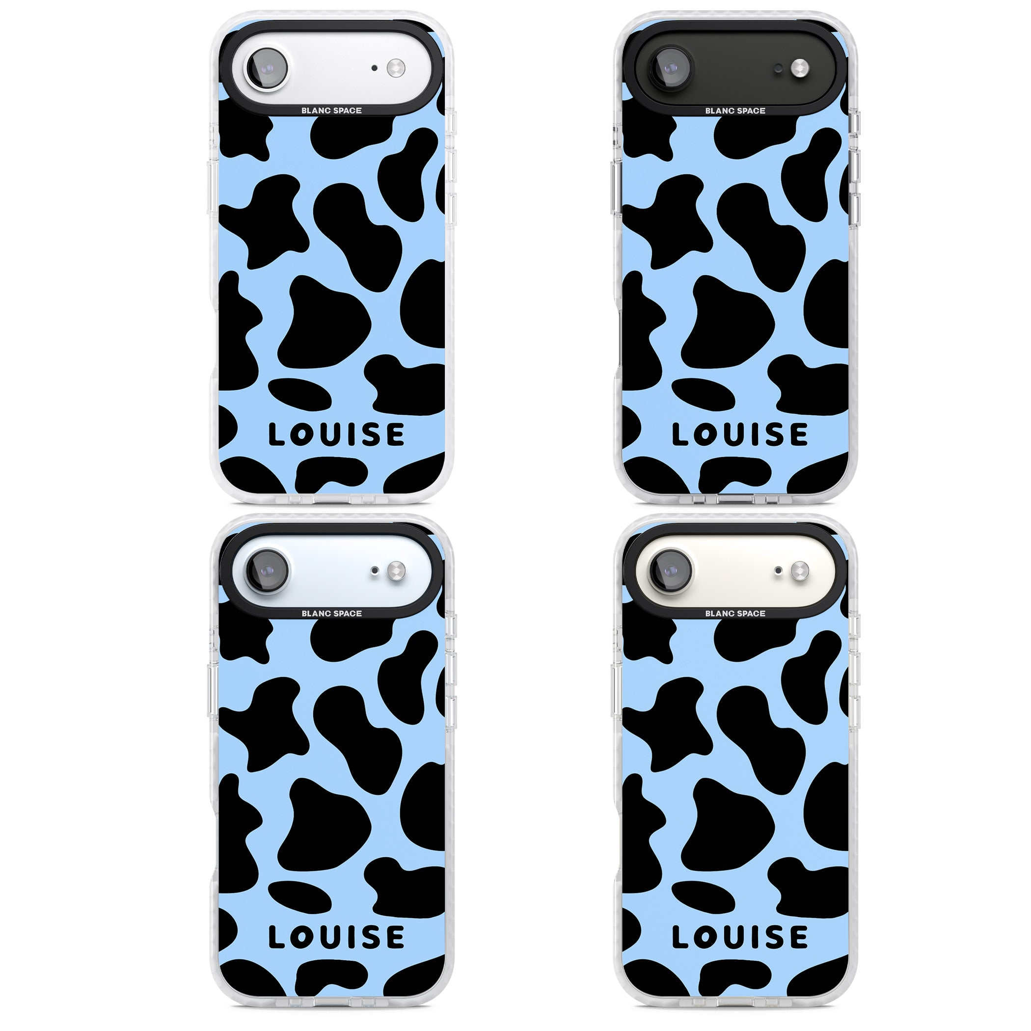 Personalised Blue And Black Cow Print iPhone 17 Air Impact Clear Phone Case APT Impact Protection