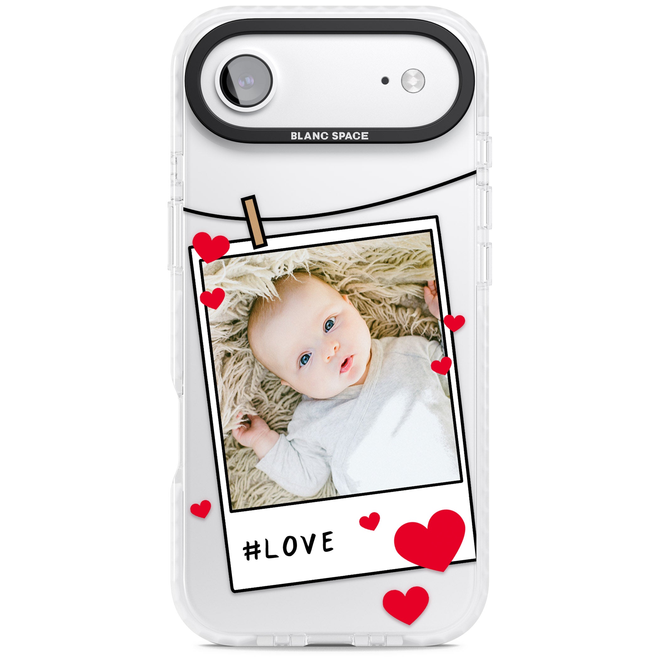 Personalised Paperclip & Hearts Instant Camera Photo iPhone 17 Air Impact Clear Phone Case