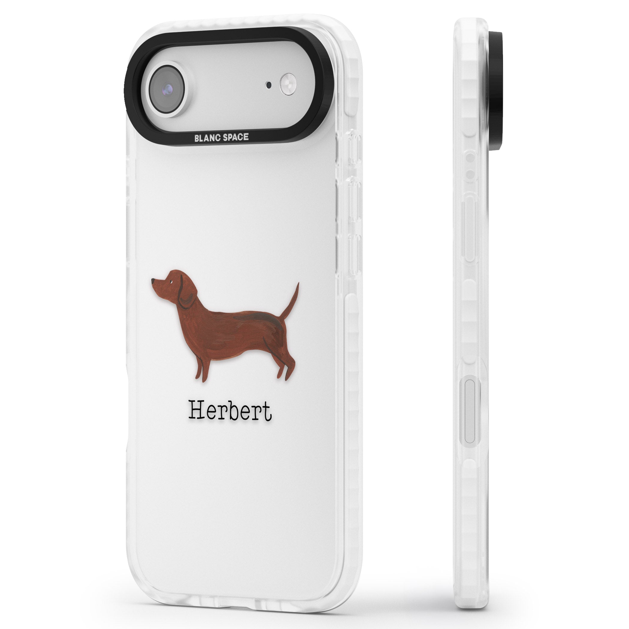 Personalised Sausage Dog iPhone 17 Air Impact Clear Phone Case Side Profile