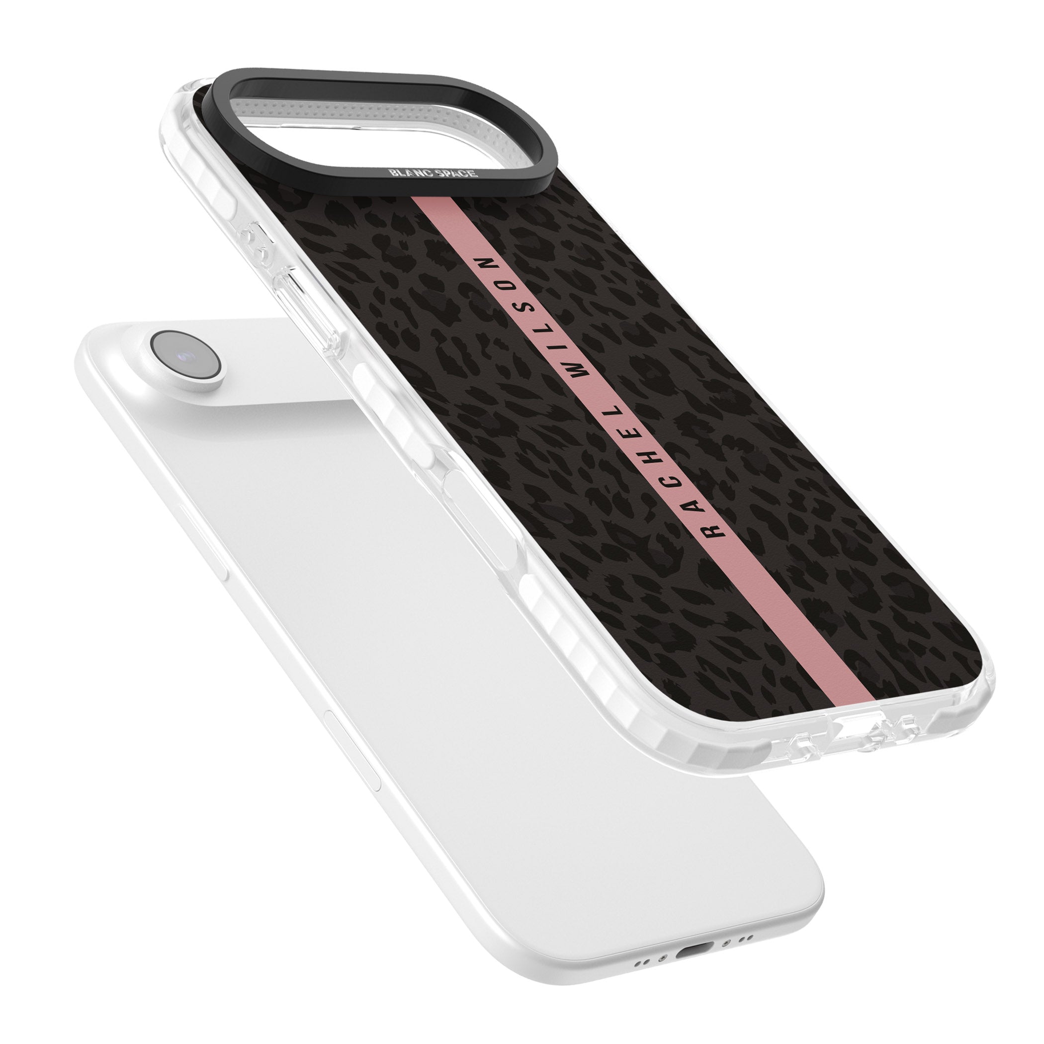 Personalised Pink Stripe Leopard iPhone 17 Air Impact Clear Phone Case Colours