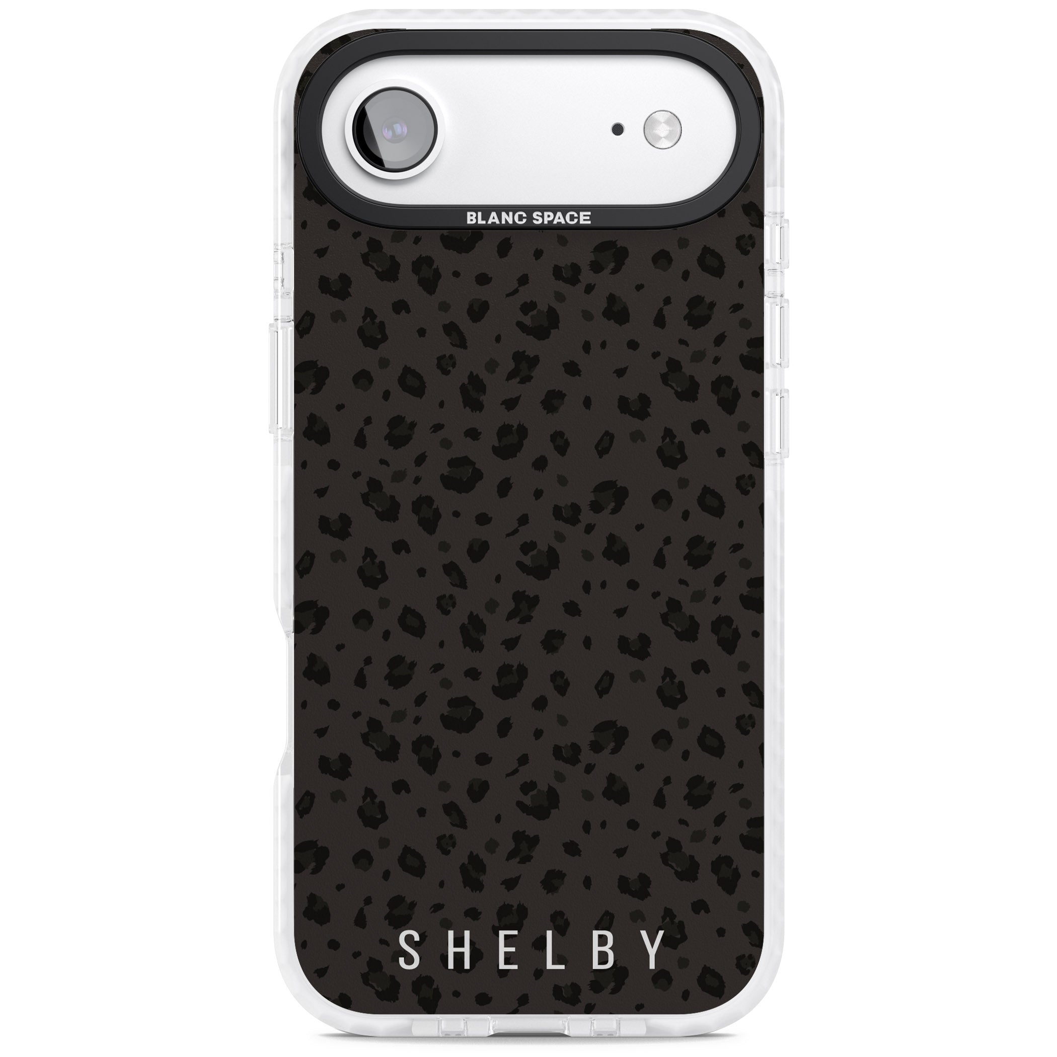 Personalised Dark Leopard Lettering iPhone 17 Air Impact Clear Phone Case
